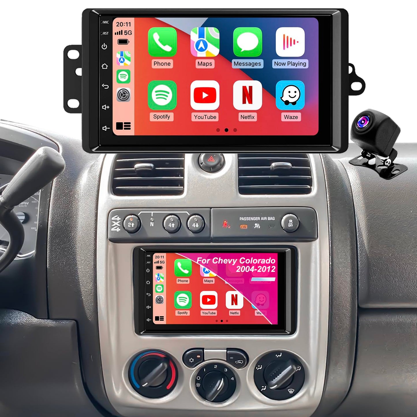 Radio WiFi 5G para Chevrolet Colorado 2004-2012, Chevy Express 2001-2007, Impala 2000-2005, GMC Savana 2002-2008, Canyon 2004-2012, estéreo 7 pulgadas, CarPlay, Android Auto, GPS, cámara, FM Bluetooth