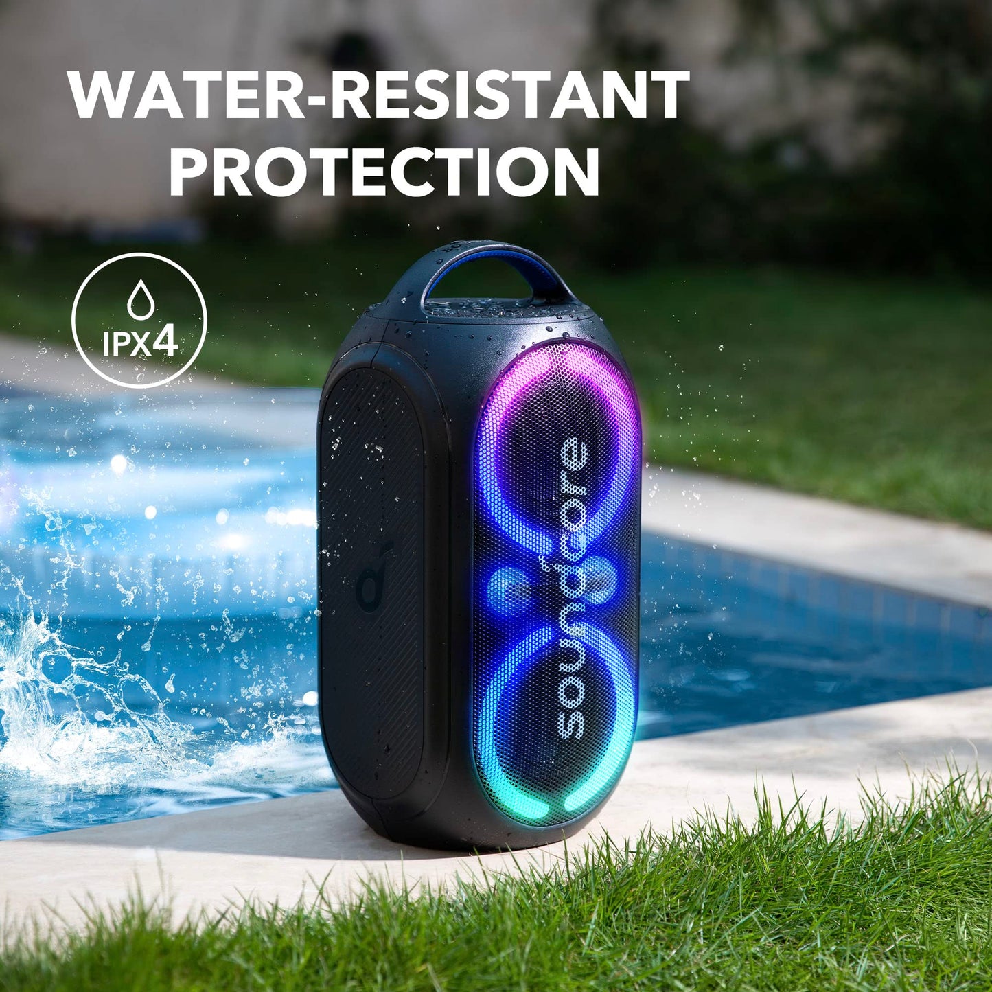 Soundcore Anker Rave Party 2 Altavoz portátil, Sonido estéreo de 120 W, espectáculo de luz, IPX4 Resistente al Agua, 16hrs de reproducción, Entrada de micrófono, Ecualizador Personalizado