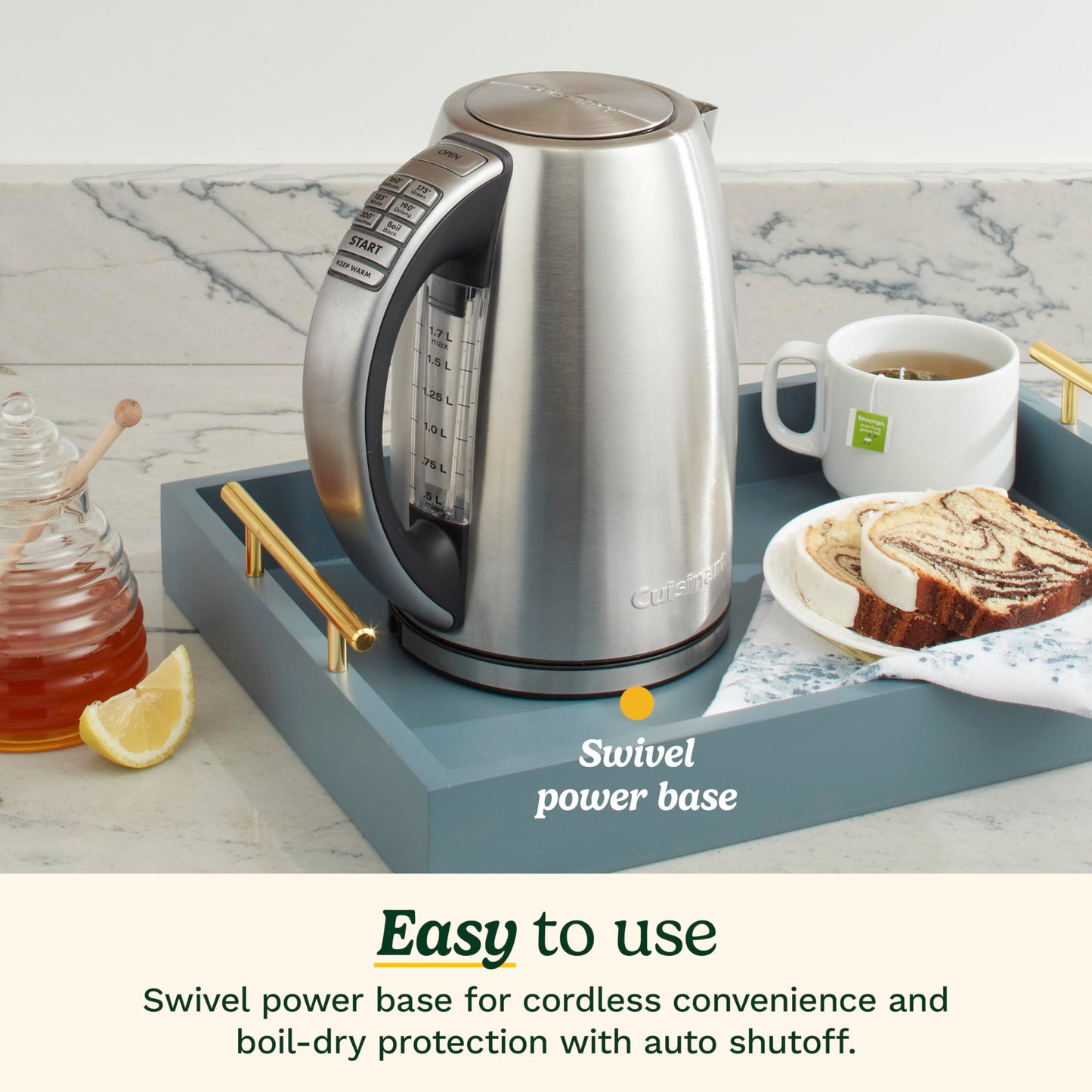Cuisinart CPK-17 PerfecTemp Tetera eléctrica inalámbrica de acero inoxidable de 1.7 litros