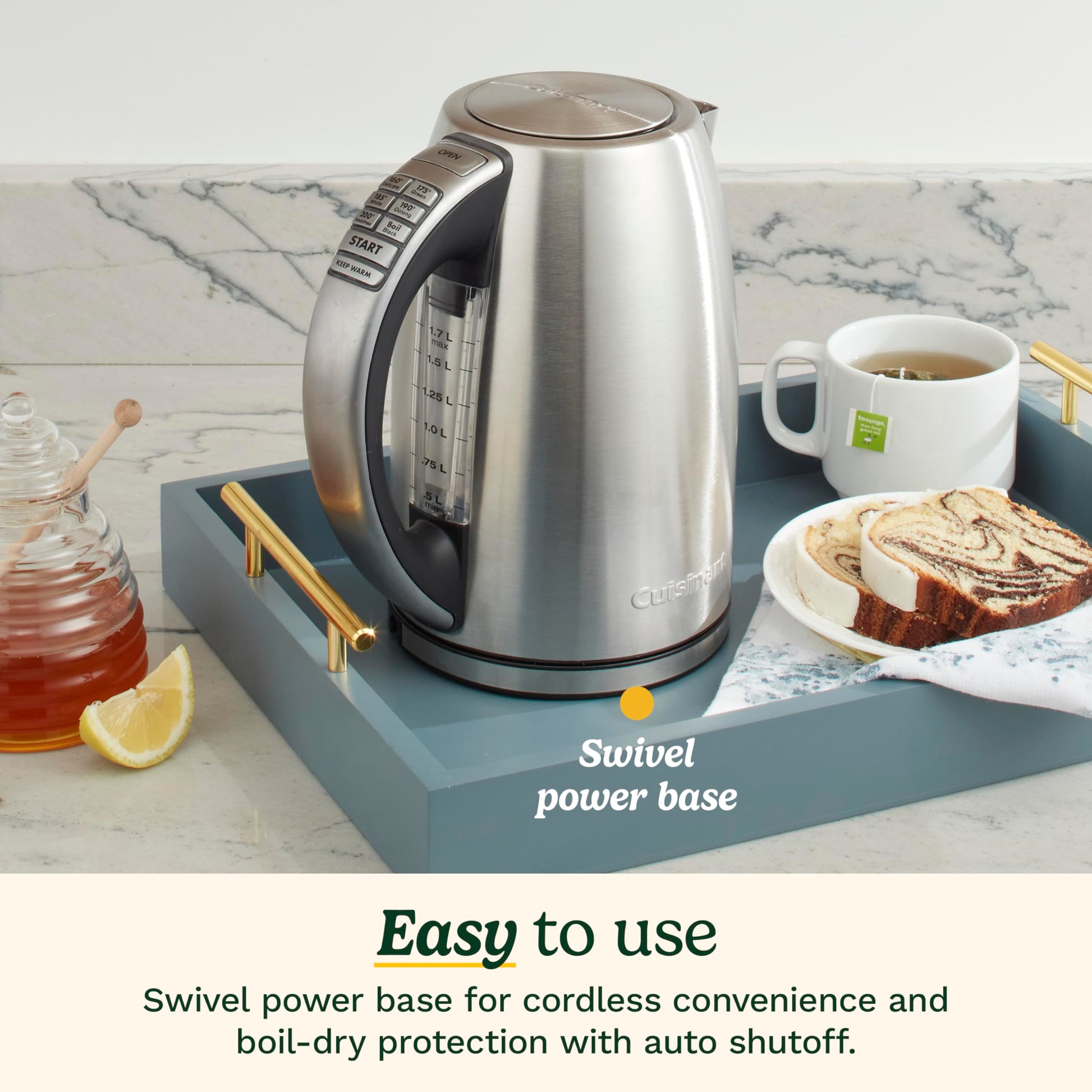 Cuisinart CPK-17 PerfecTemp Tetera eléctrica inalámbrica de acero inoxidable de 1.7 litros