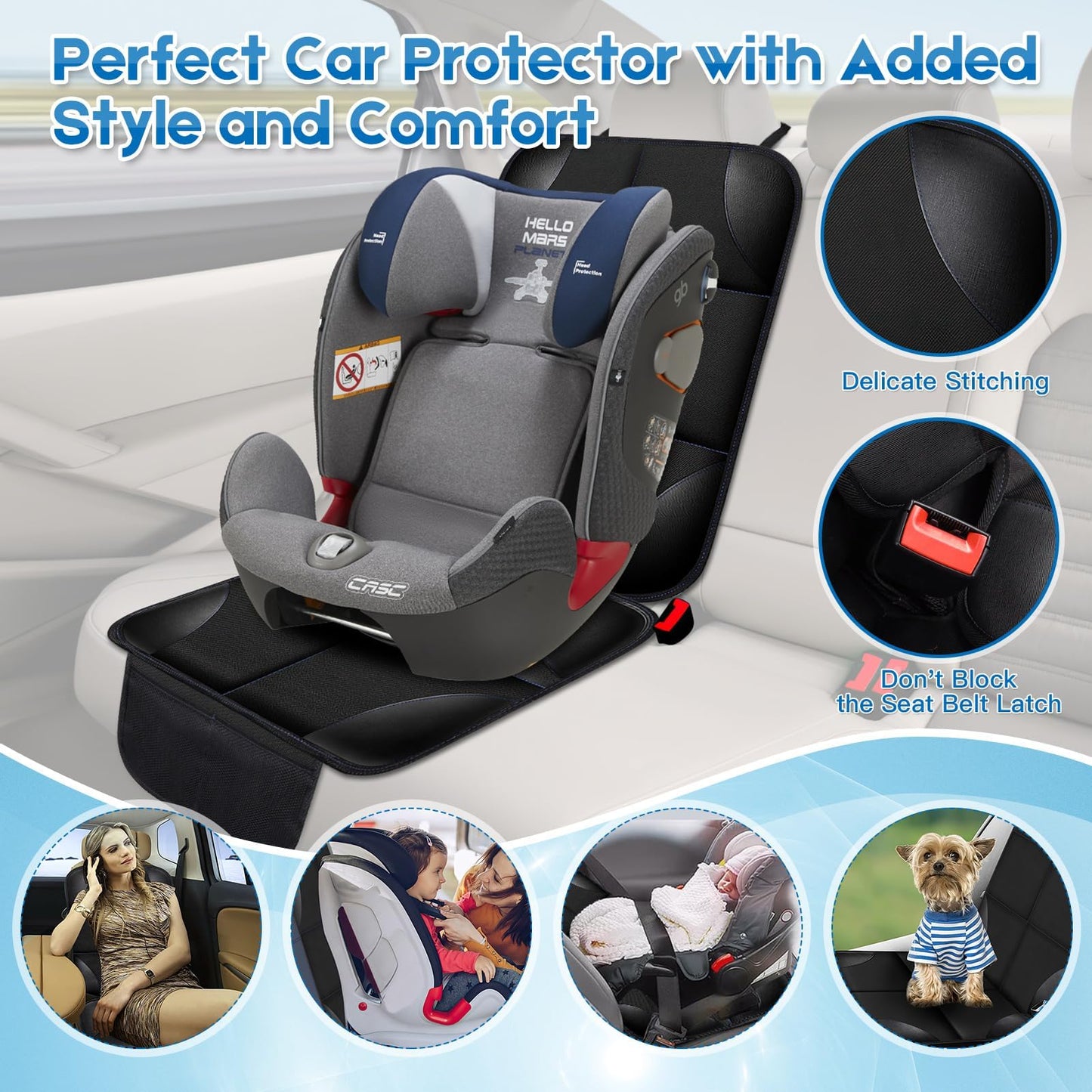 LAIXIAO Protectores de Asiento de Coche Impermeables, Bolsas de Almacenamiento para Asiento, Protector de Seguridad (Negro 2 Pieza)