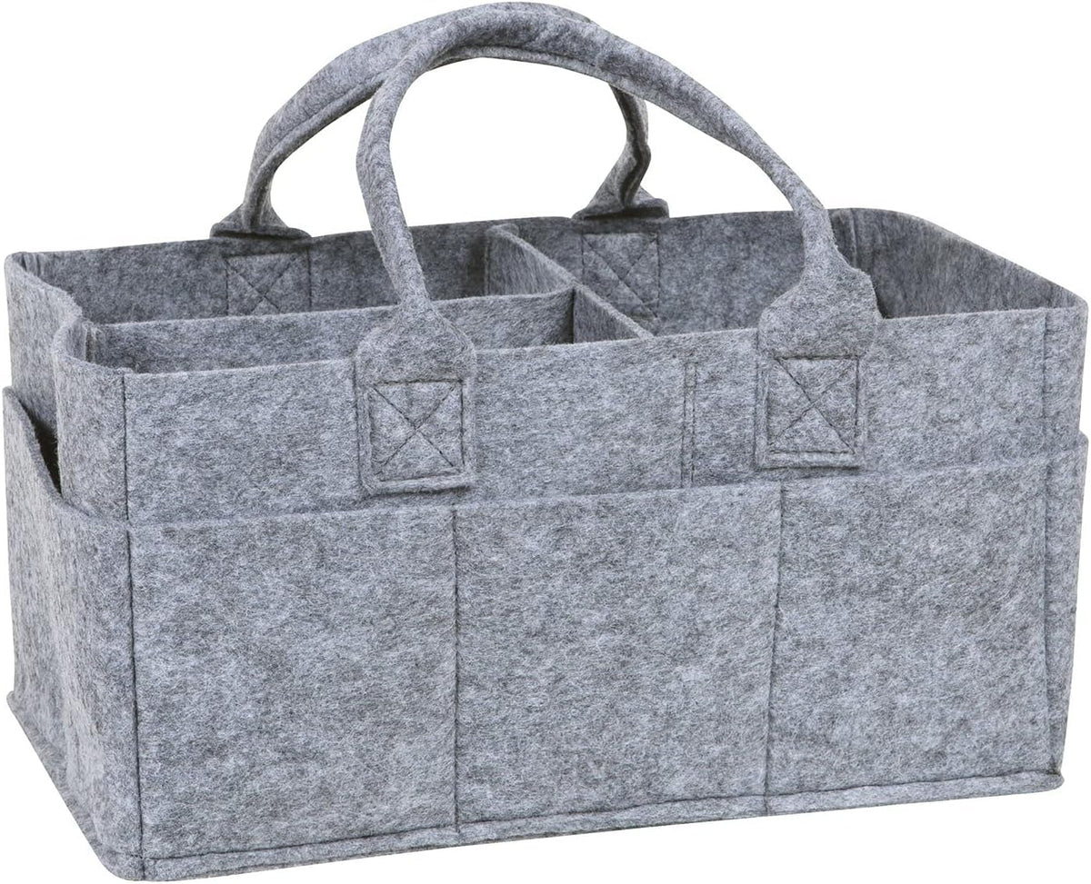 Sammy & Lou - Organizador plegable de fieltro gris claro, diseño dividido para mantener organizados pañales, toallitas y artículos cambiantes, dos asas, 12 x 6 x 8 pulgadas