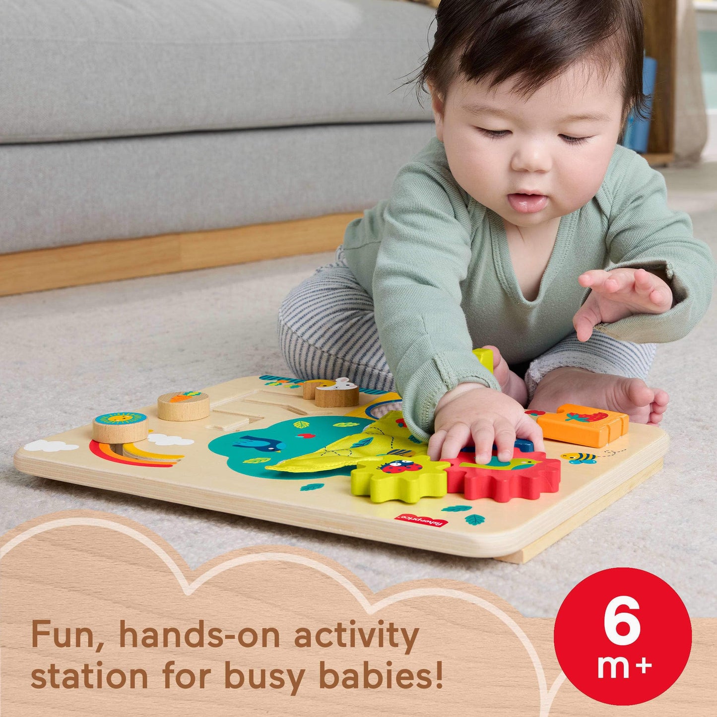 Fisher-Price Juguete para Bebés Tablero de Actividades Divertidas de Madera para bebés de 6 Meses en adelante