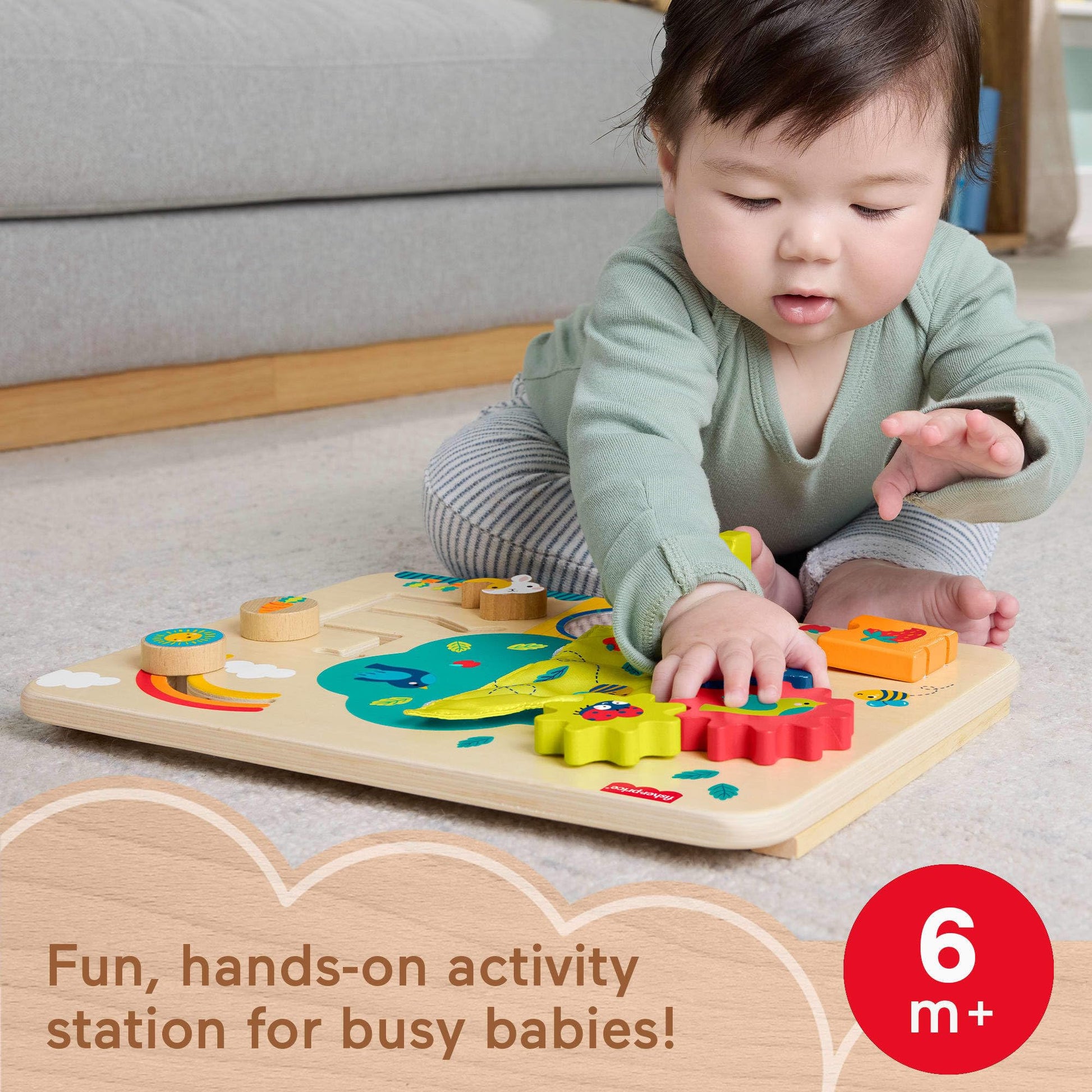 Fisher-Price Juguete para Bebés Tablero de Actividades Divertidas de Madera para bebés de 6 Meses en adelante