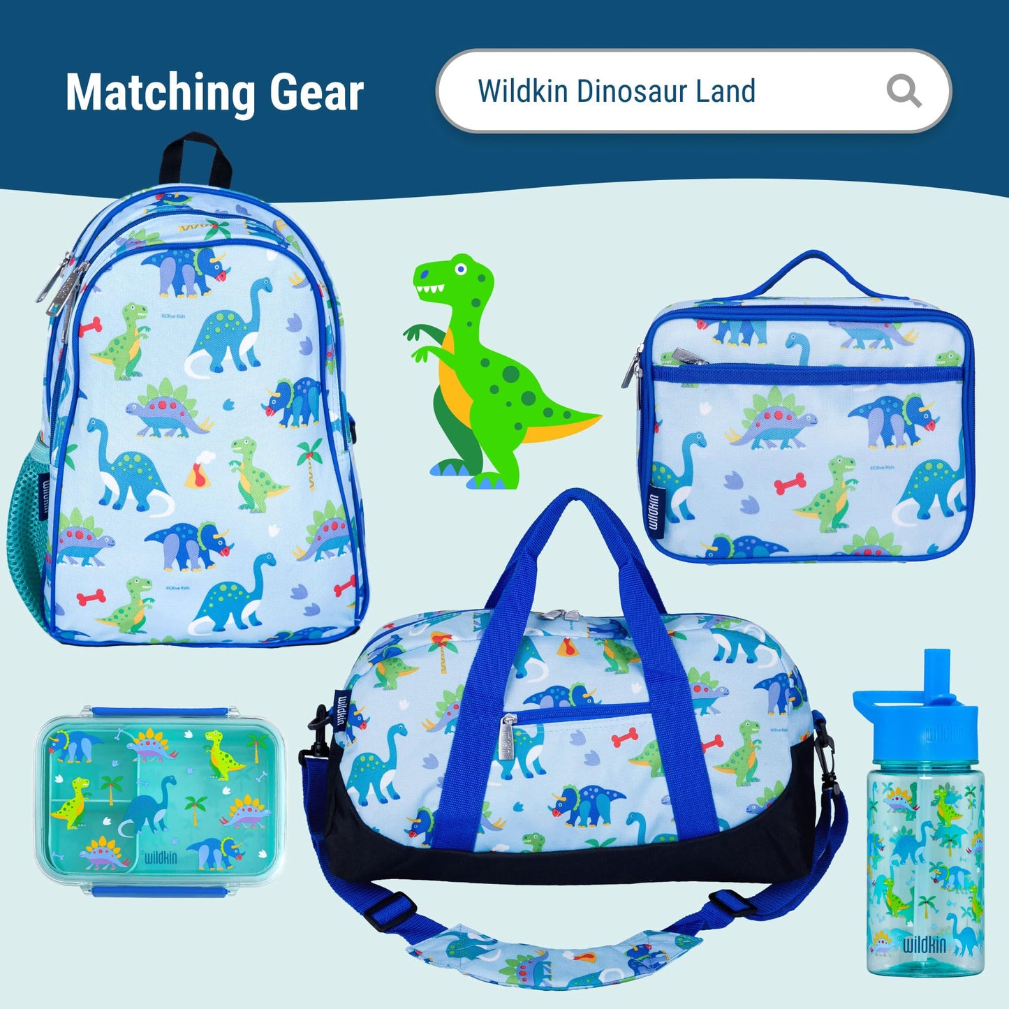 Wildkin - Funda de algodón para Siesta para niños, Suave, Cosida en Solapa, Duradera y se Adapta a tapetes de Vinilo de 1.5 Pulgadas, Dinosaurio Land