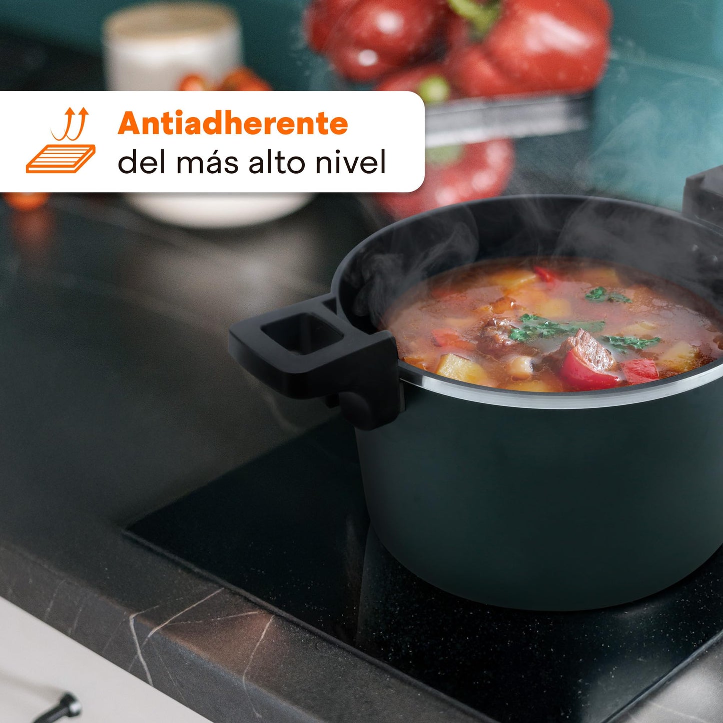 Olla de Presión MasterChef Hukën Express Plus Plata Alta Durabilidad 5L Anti-Adherente