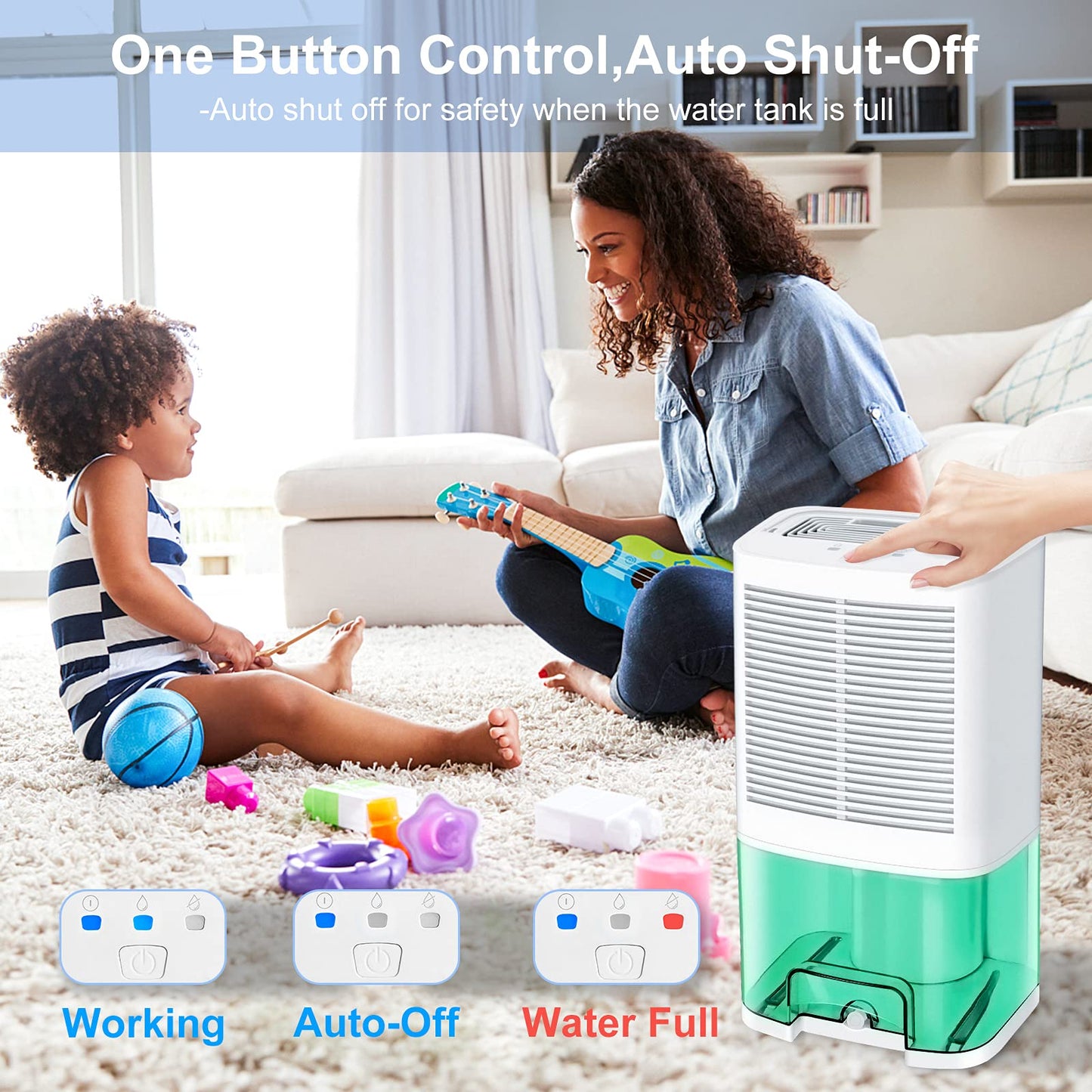 MADETEC deshumidificador actualizados para el hogar, con manguera de drenaje y tanque de agua de 2000ml,para Moldes y Humedad,ideal para sótanos, dormitorio, baño, cocina, RV