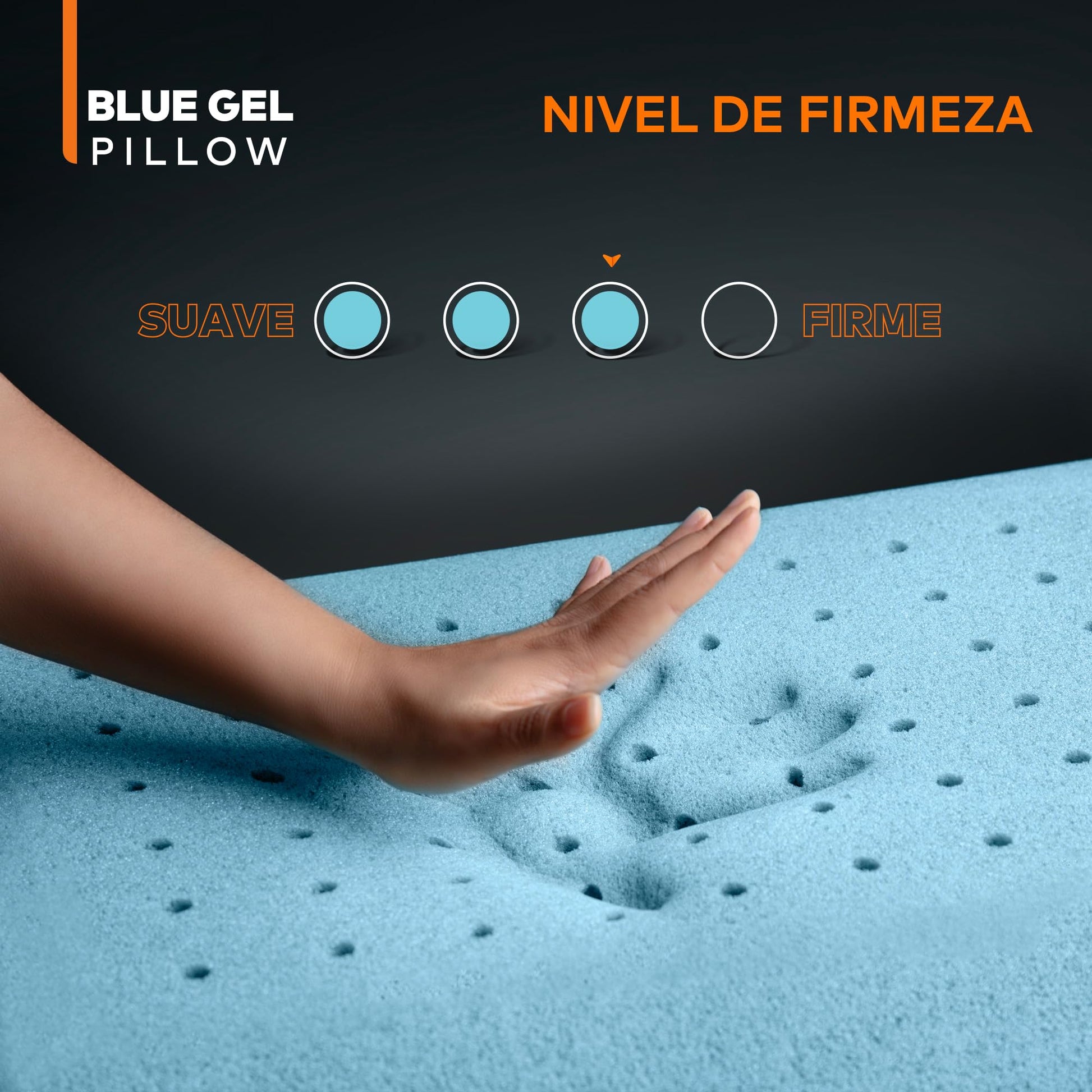 Almohada Dreamlab Azul Memory Foam con Gel y Funda de Bambú Hipoalergénica 2 Piezas Estándar