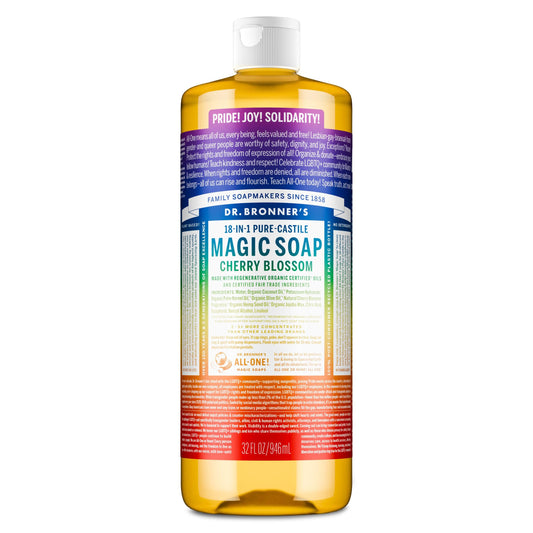 Dr. Bronner's | ¡Edición Limitada PRIDE! | Jabón de castilla orgánico, para todo el cuerpo, hidratante, remueve células muertas, aroma de Flor de Cerezo | 946 ml