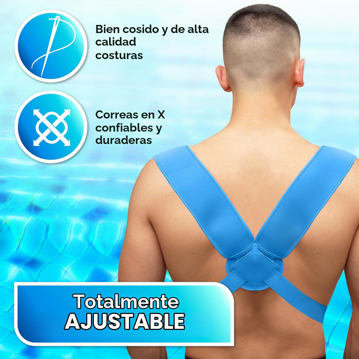 Portabebés para agua de descanso – Eslinga ergonómica de neopreno de alta calidad para diversión en agua y tierra cálida y segura (4-24 meses) – Arnés ajustable para bebés y niños pequeños (Blue)