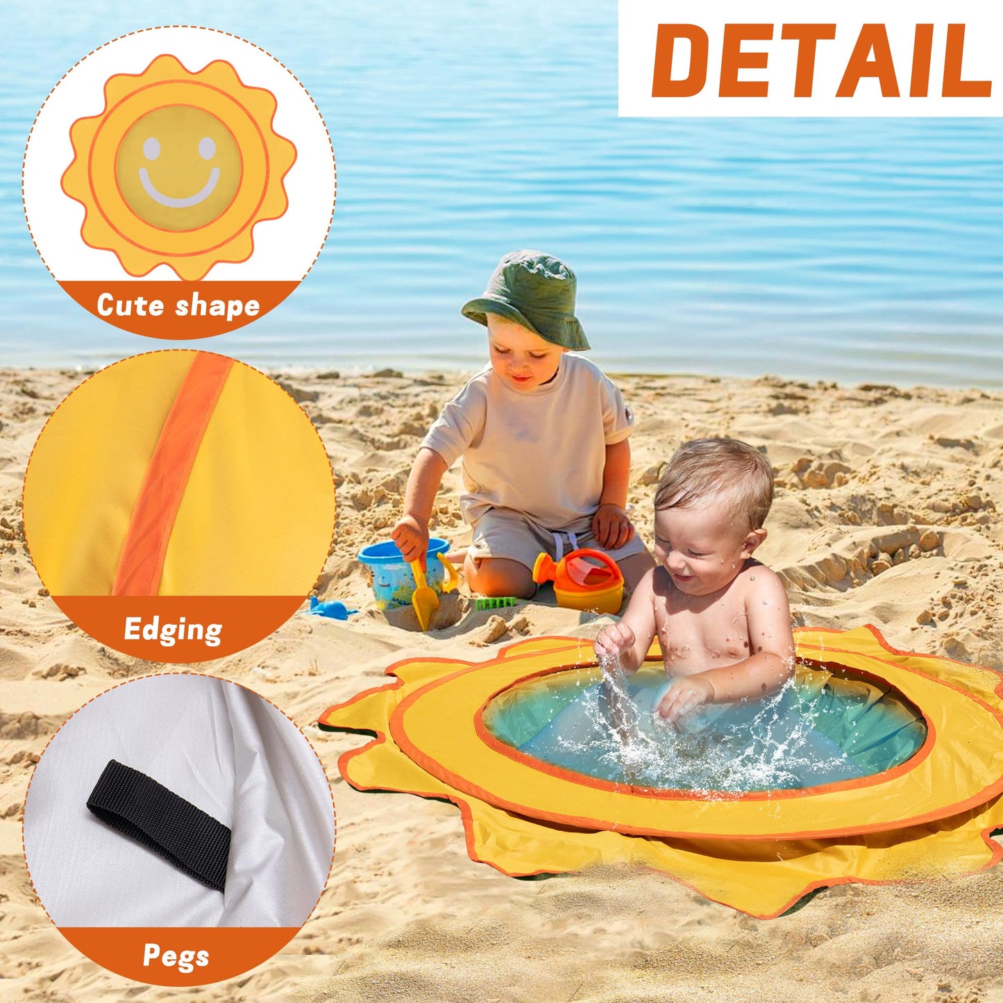 Piscina Desplegable Portátil RunNico Azul con Bolsa de Agua para Niños Pequeños