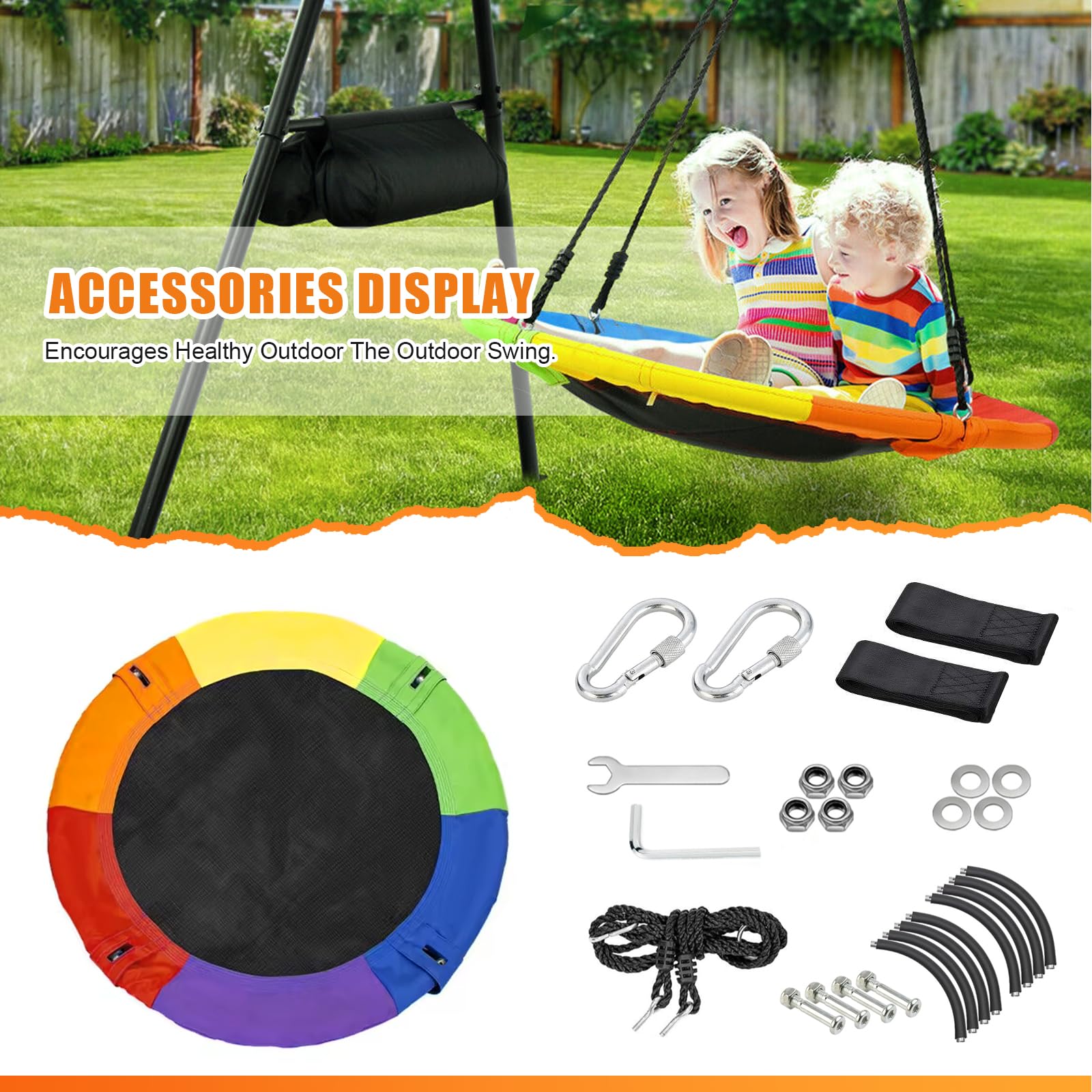 Columpio de Árbol RayRoam 40 Pulgadas Tela Textil Impermeable para Niños