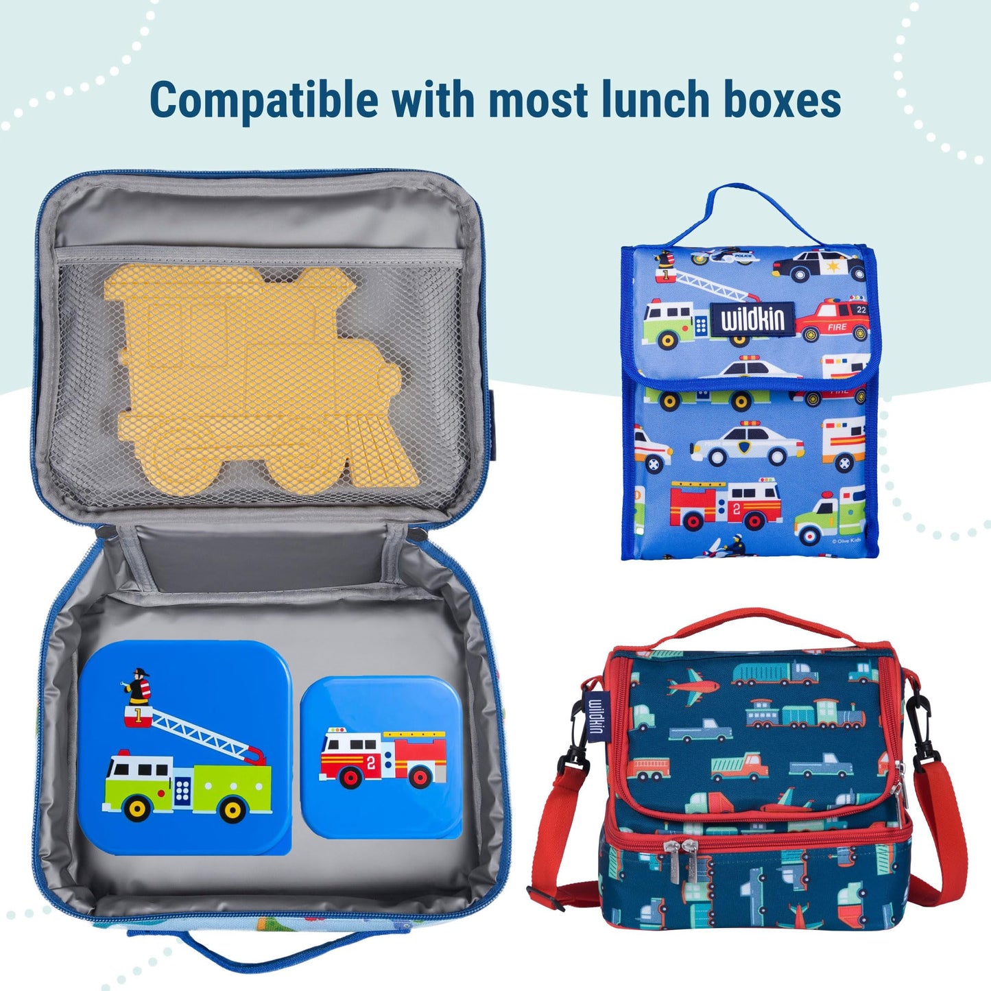 Wildkin - Recipientes de comida para niños, apilables, herméticos y aptos para lavaplatos, juego de 3 héroes