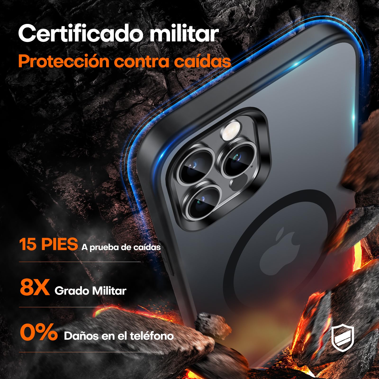 TAURI Funda Magnética para iPhone 13 Pro 6.1" con Protector de Pantalla Vidrio Templado, Compatible con MagSafe, [No se Amarillea] Protección Según la Norma Militar Carcasa - Mate Negro