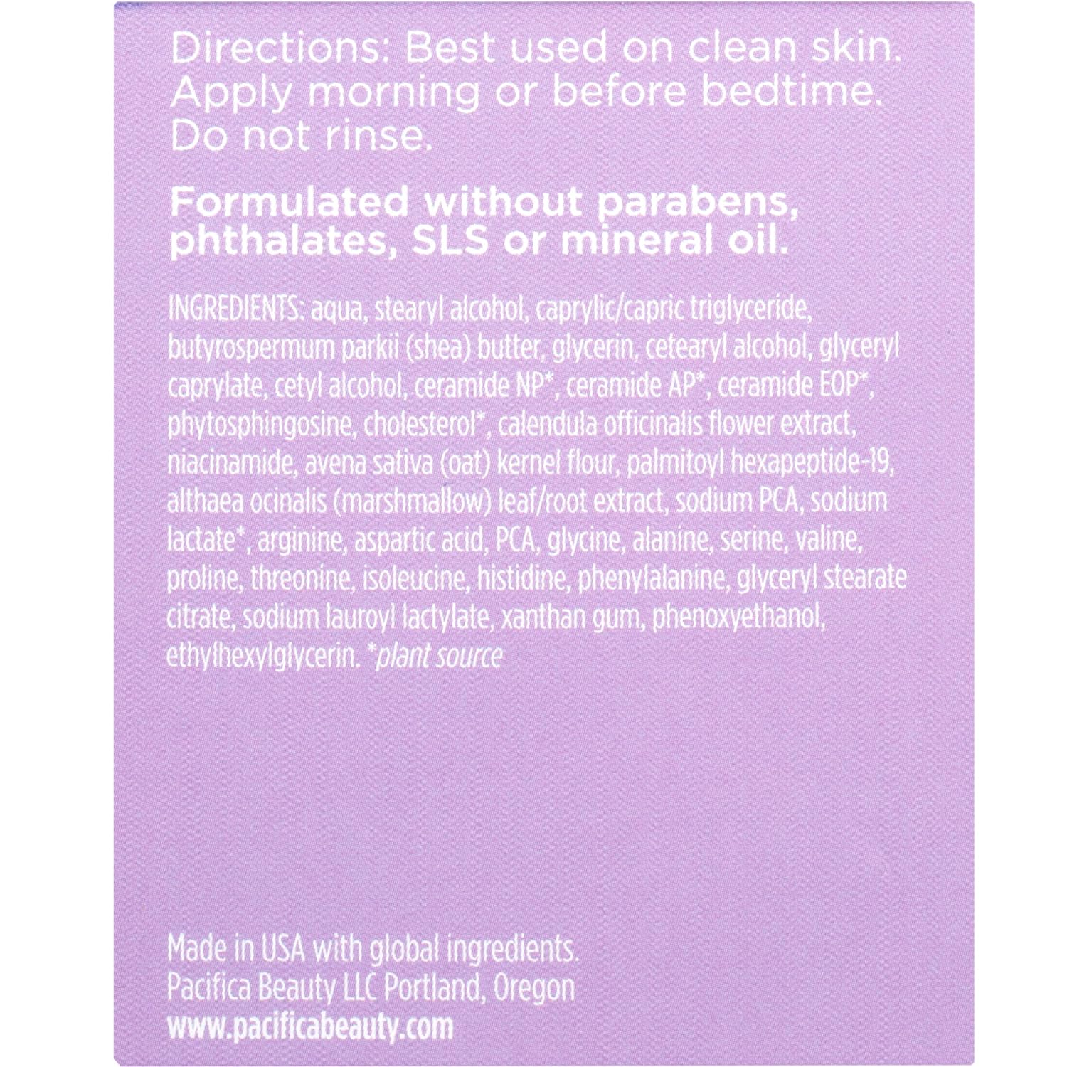 Pacifica Crema facial para reparación de barreras de cerámica vegana, crema hidratante diaria, crema hidratante, aprobada por la asociación ecezma, segura para pieles sensibles, sin fragancia, 100% vegana + libre de crueldad