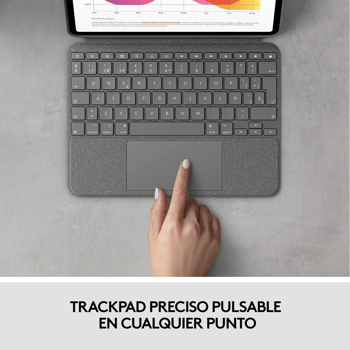 Funda con Teclado Retroiluminado Logitech Grafito Combo Touch iPad Air 4ta y 5ta Gen