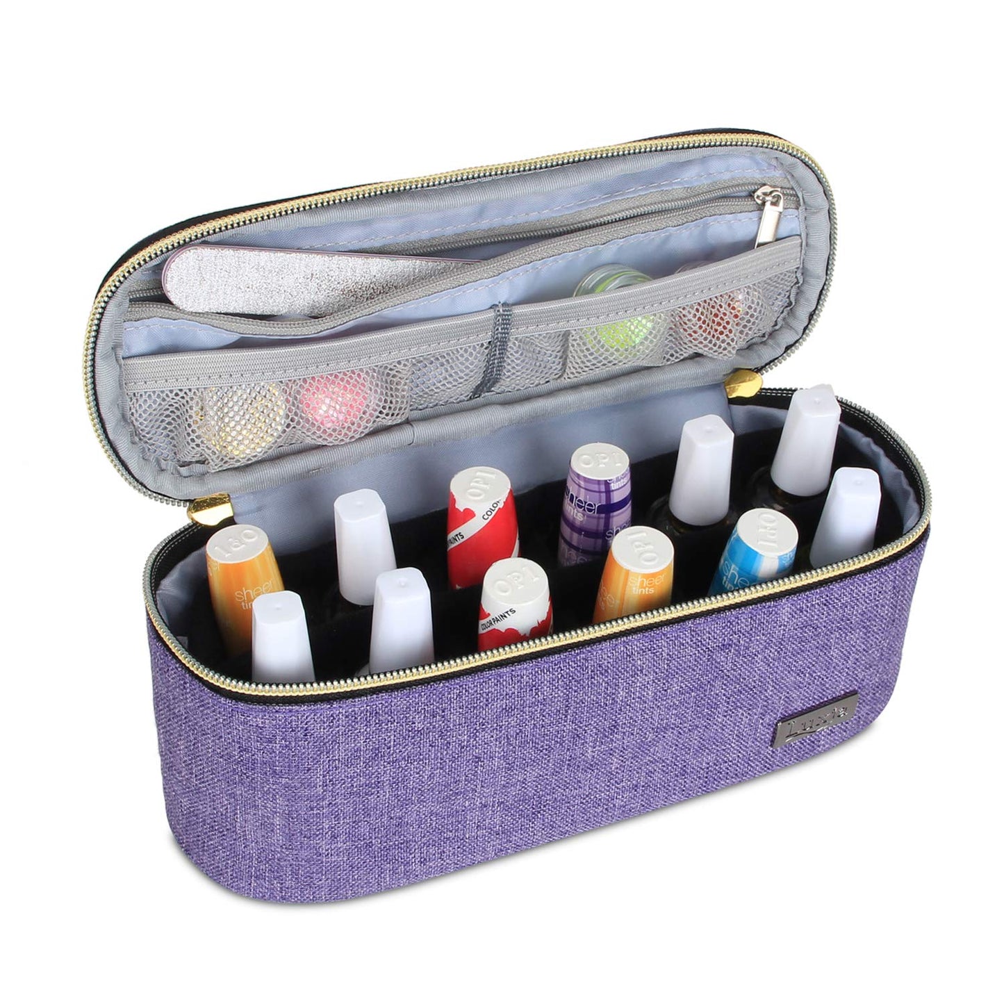 Luxja - Organizador de esmalte de uñas, capacidad para 12 botellas (15 ml, estuche para esmalte de uñas y herramientas pequeñas, color morado