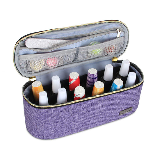 Luxja - Organizador de esmalte de uñas, capacidad para 12 botellas (15 ml, estuche para esmalte de uñas y herramientas pequeñas, color morado
