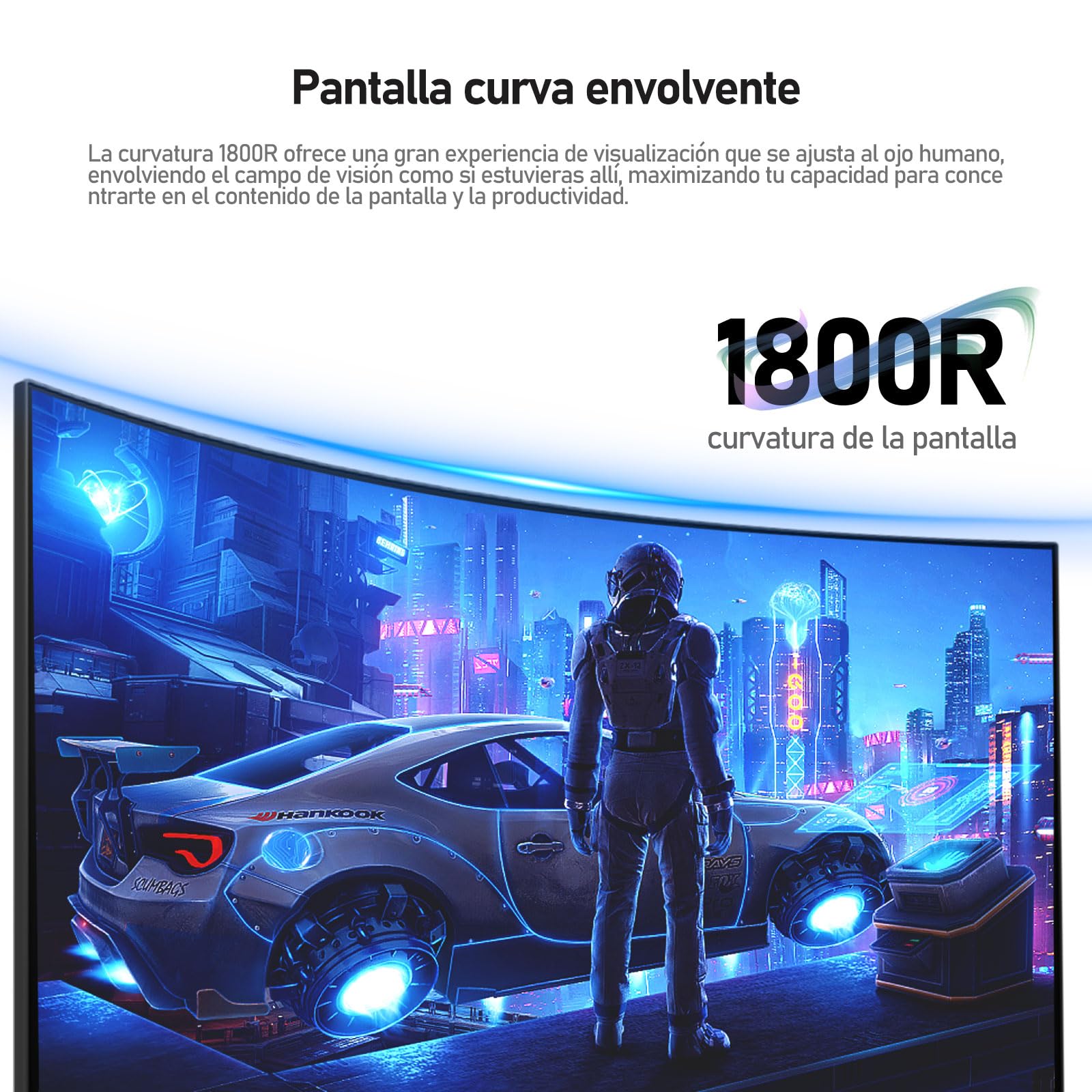 suevery 32 Pulgadas Gamer Monitor 180Hz FHD(1920x1080) Monitores de Computadora Curvo 1800R 1080P 100% sRGB FreeSync 1ms(GTG) Apoyo DP HDMI HDR VESA Pantalla para Pc