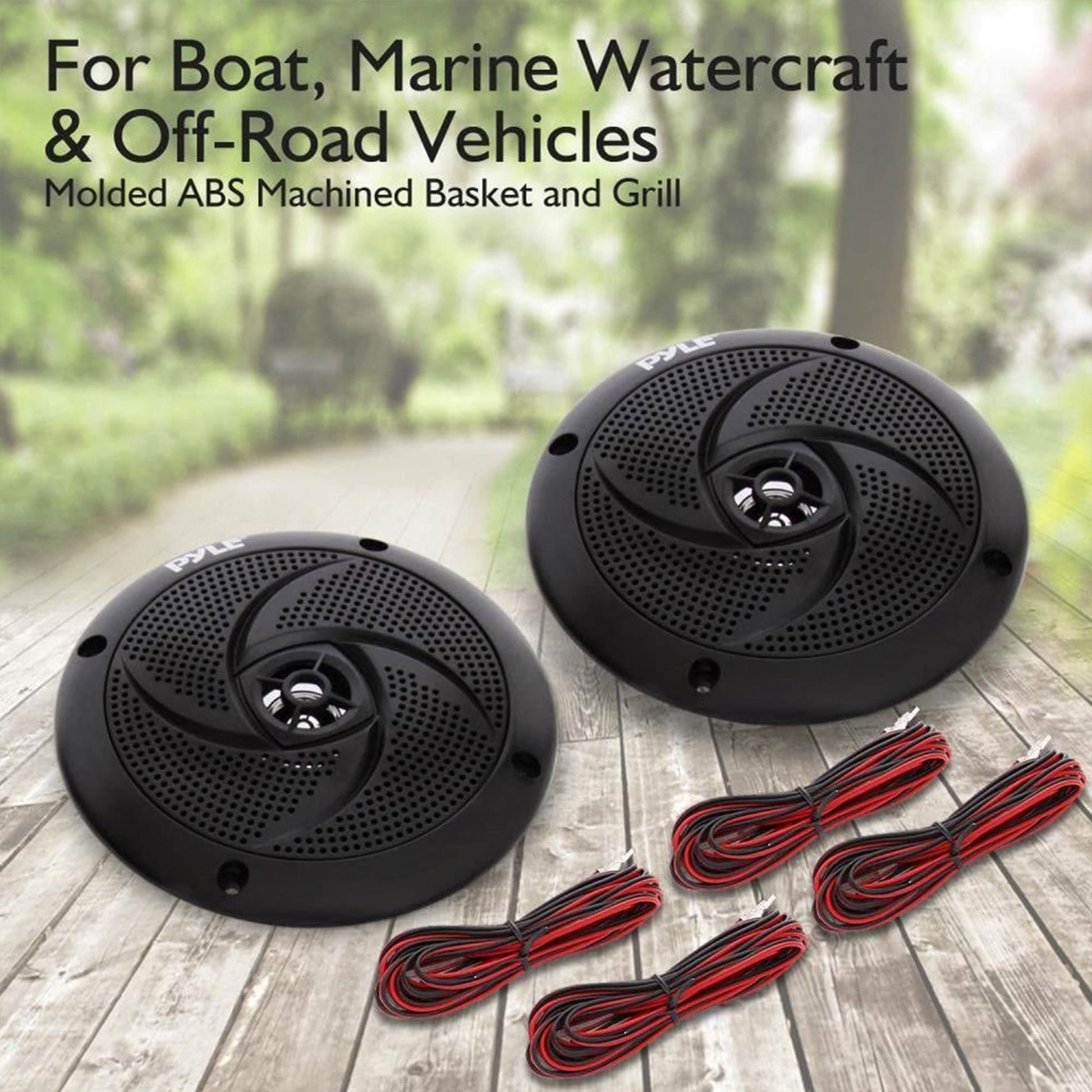 Bocinas Marinas Pyle Negras Resistente al Agua con Luz LED 100 Watts para Exteriores