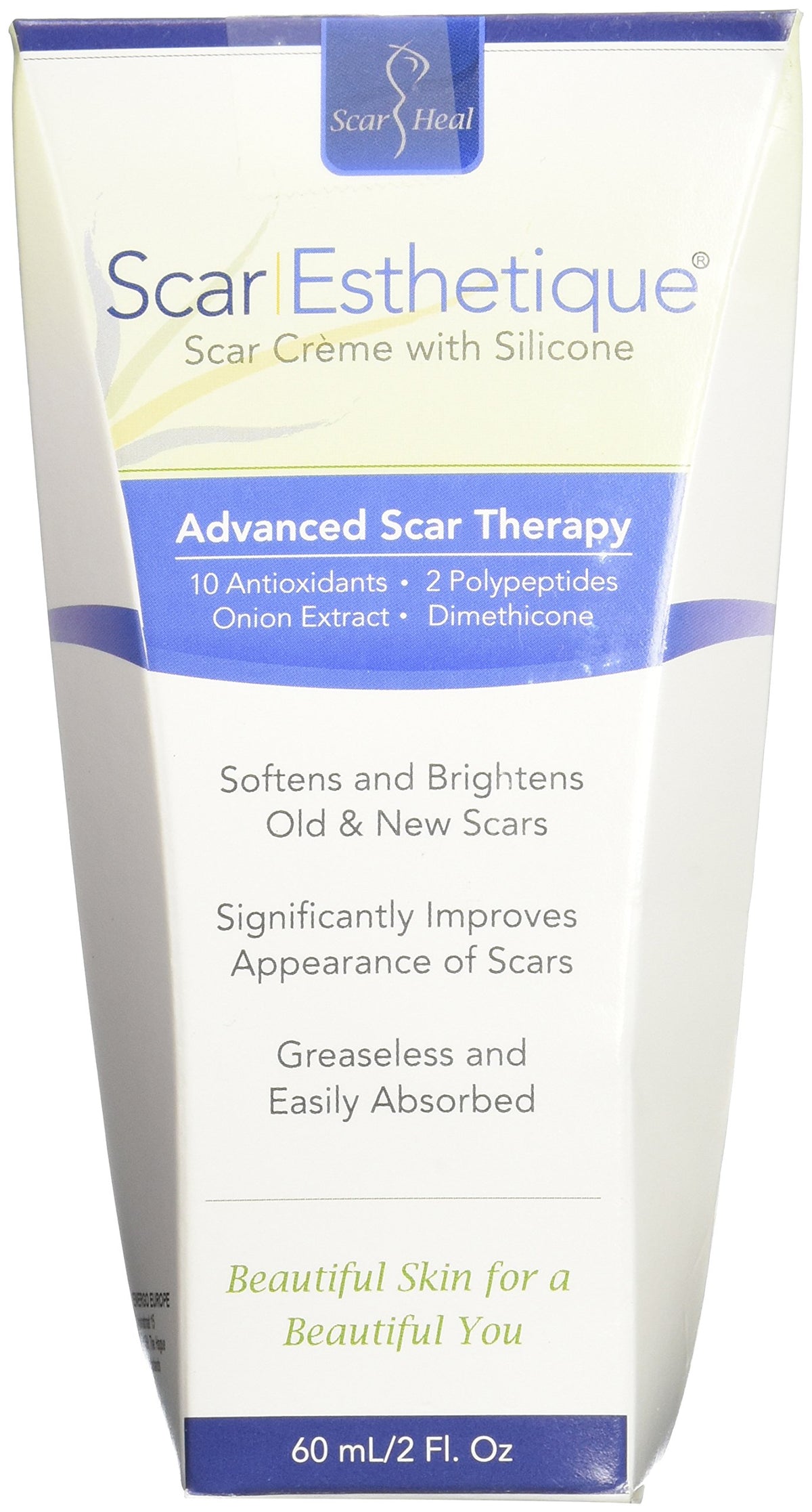 Scar Esthetique Scar Creme with Silicome Polypeptides and 10 Anti-Oxidants, 2-Ounces
