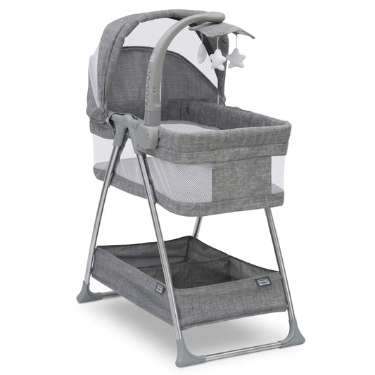 Cuna Portátil Simmons Kids Gris Tweed con Luz Nocturna y Estrellas Giratorias