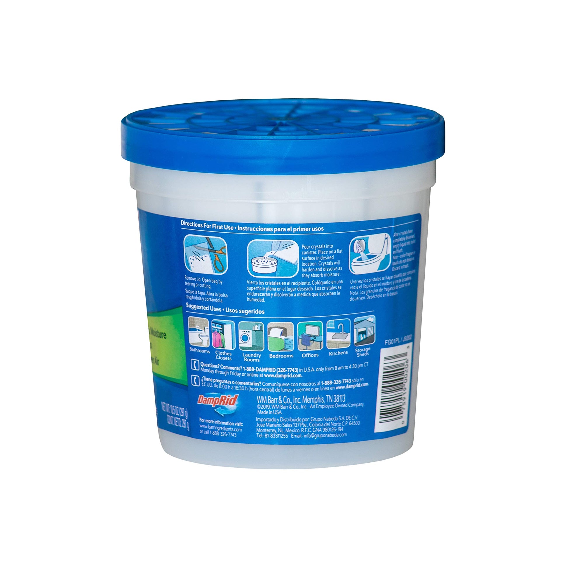DampRid Pure Linen - Absorbedor recargable de 10.5 onzas atrapa la humedad para aire más fresco y limpio, tazas de 10.5 onzas, paquete de 4, azul, 4 unidades
