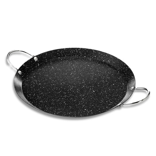 Alpine Cuisine - Plancha redonda Comal de 9.5 pulgadas, plancha negra con doble asa duradera, duradera y resistente Comal para cocinar, calentamiento uniforme