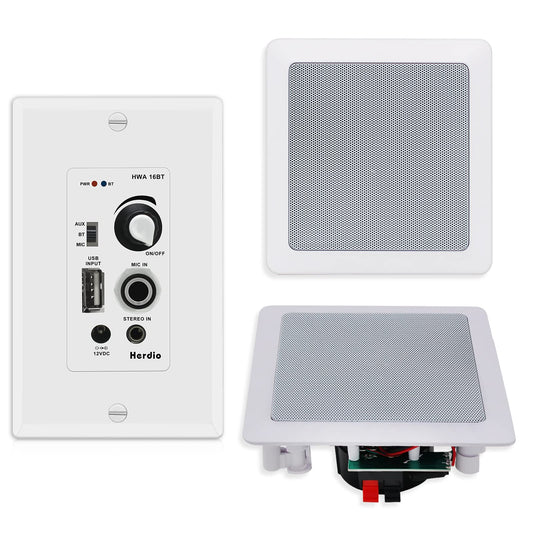 Sistema de Audio Herdio Blanco con Receptor de Amplificador y Altavoces de Techo 5.25 Pulgadas para el hogar