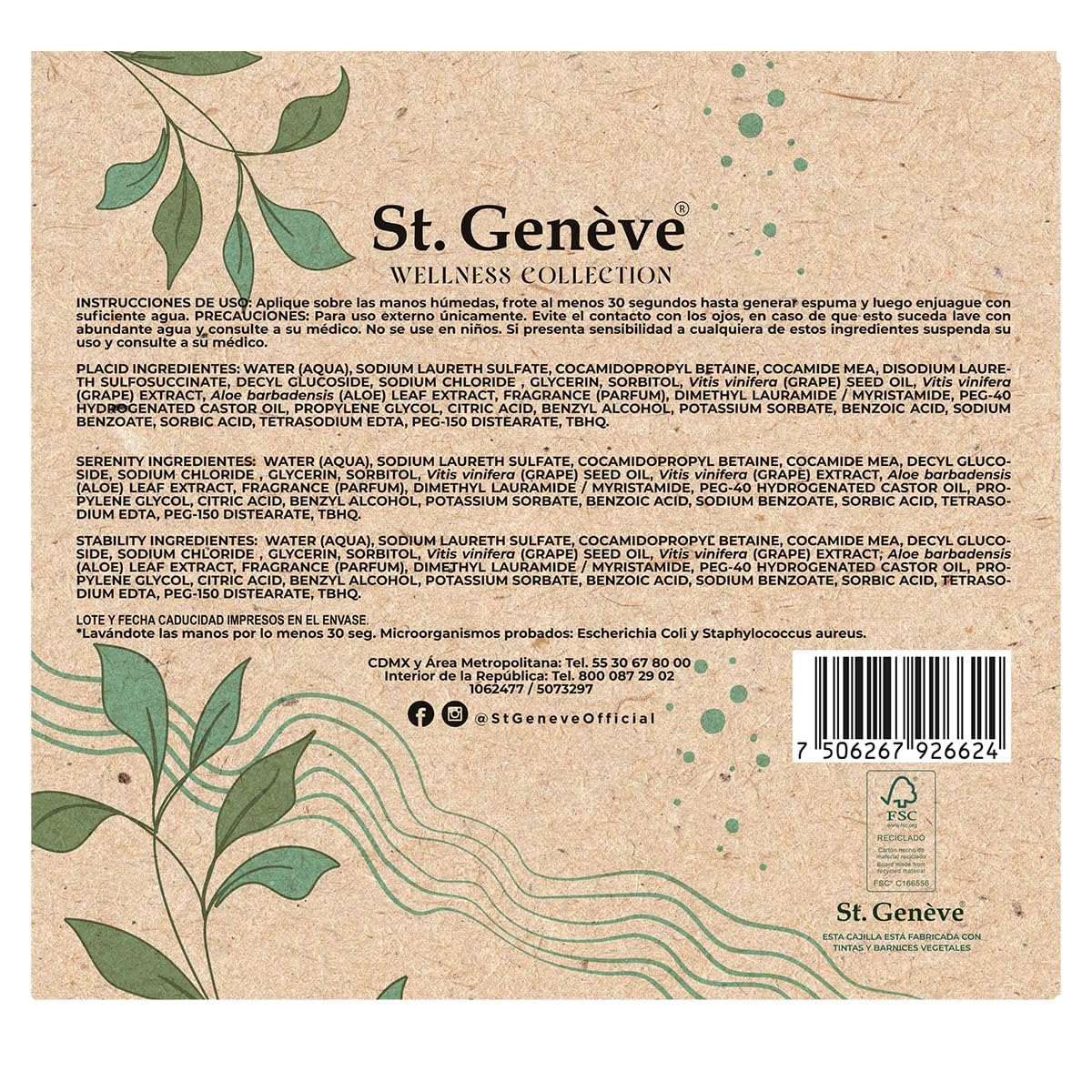 St. Genève Wellness Collection Jabón Líquido para Manos con Extractos y Esencias Pack 3 Botellas de 473 ml