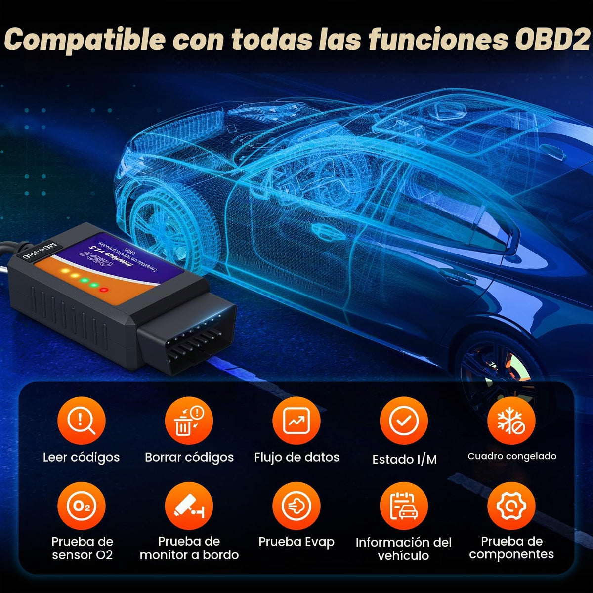 Adaptador USB ELMconfig ELM327 OBD2 Negro con Interruptor MS-CAN HS-CAN para Diagnóstico en Vehículos Ford Lincoln Mazda Mercury