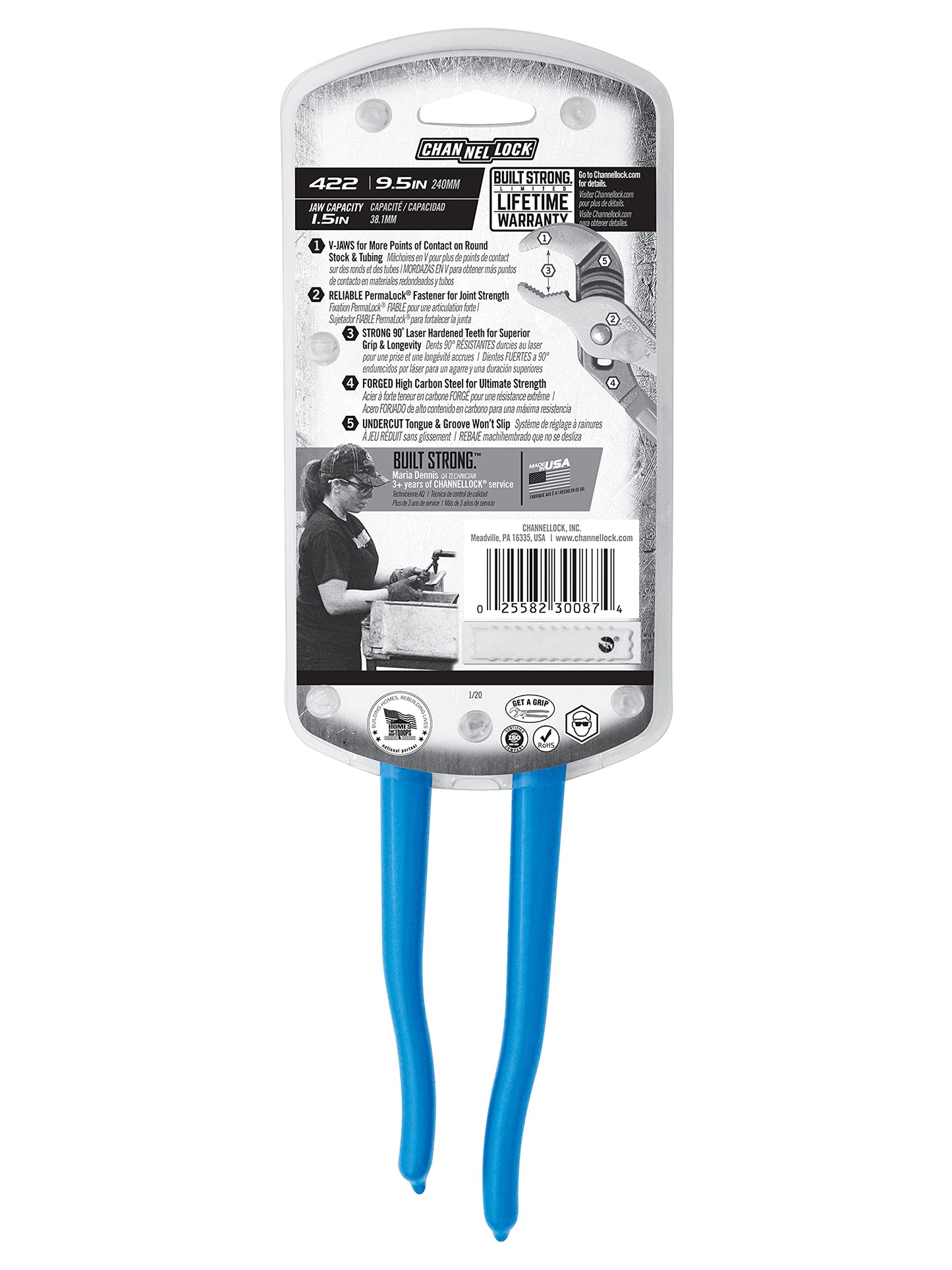 Channellock 422 Pinza de Extensión Mordaza En "V" de 9 1/2"