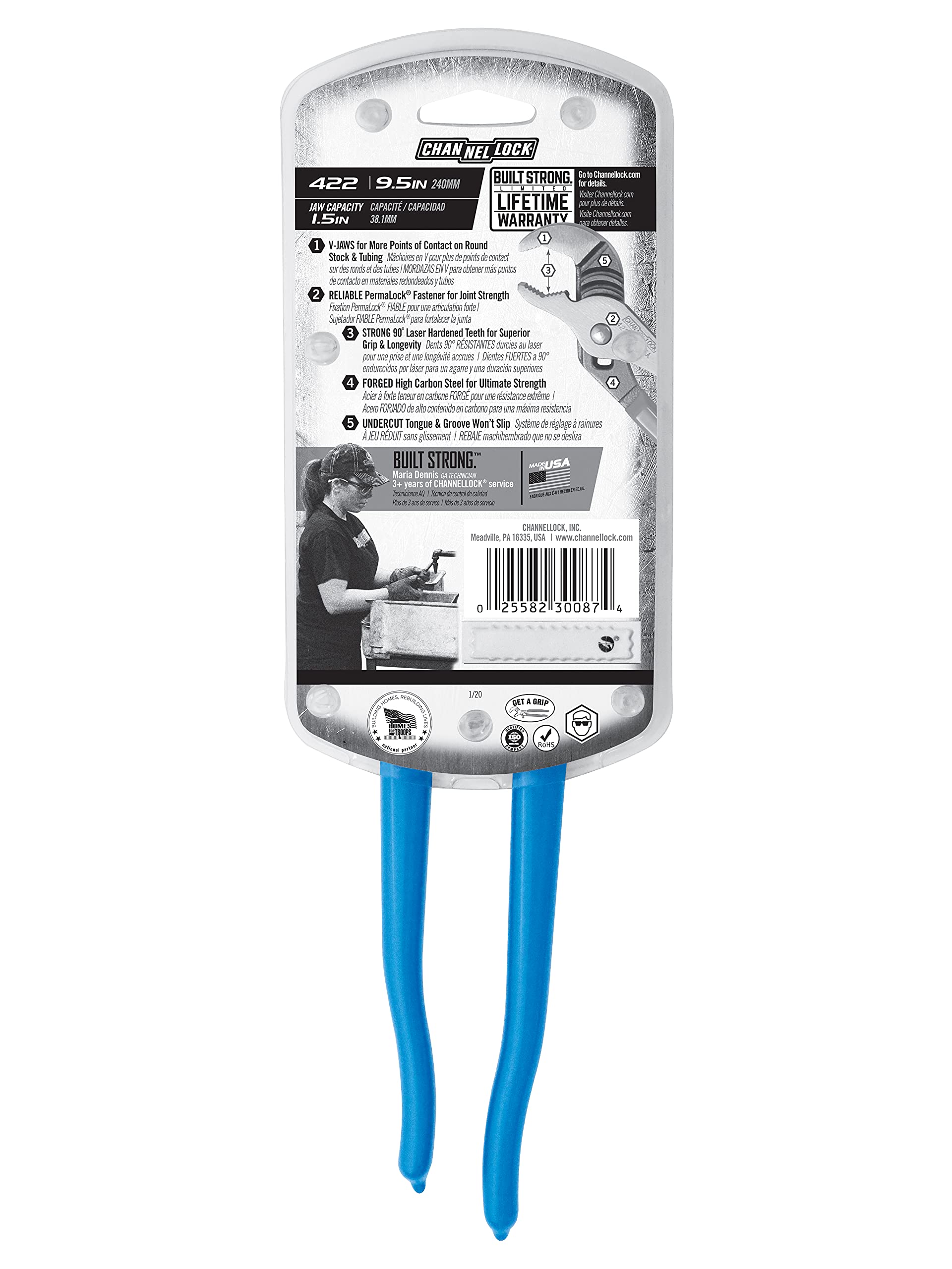 Channellock 422 Pinza de Extensión Mordaza En "V" de 9 1/2"