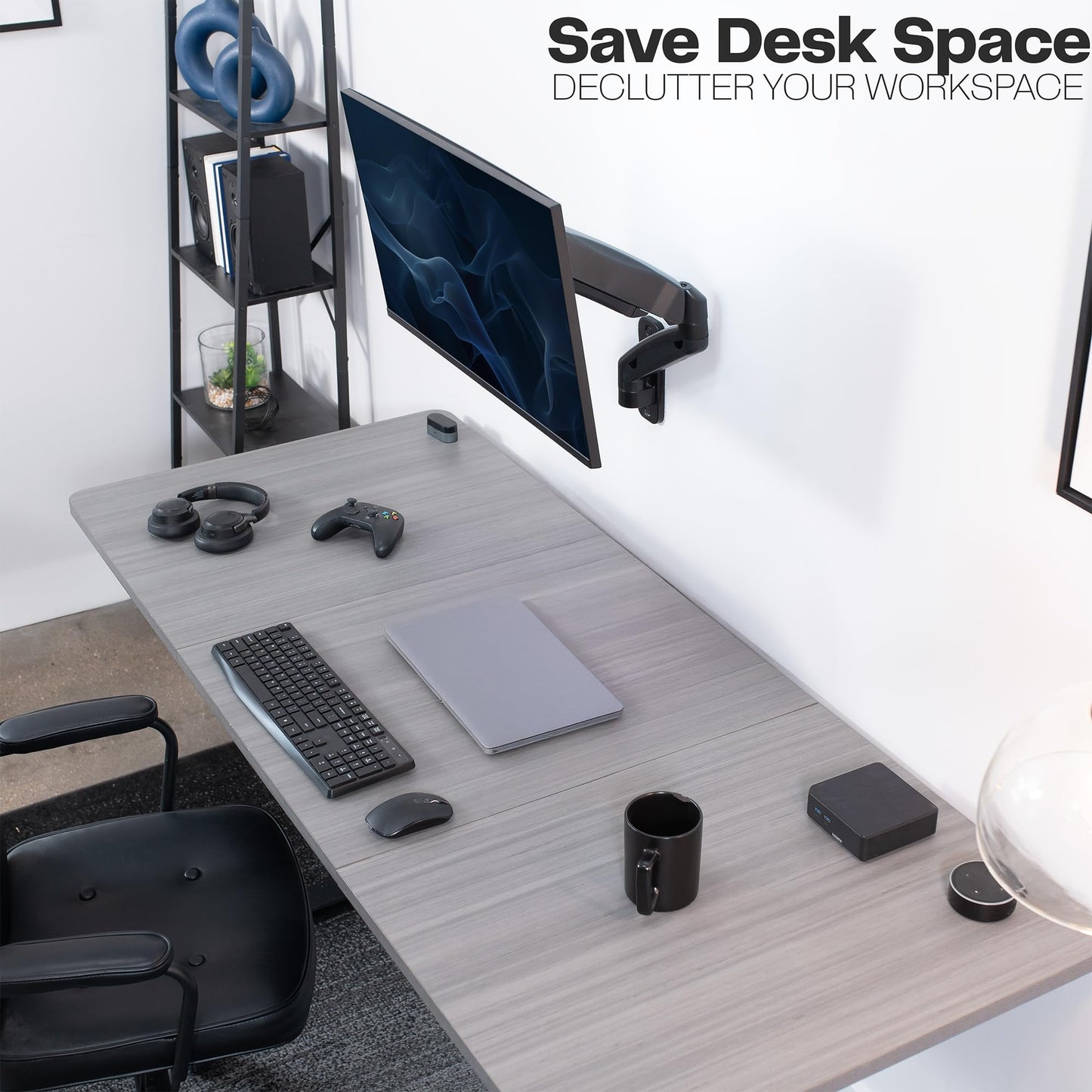 Soporte de Pared Vivo Negro con Brazo Extendido Ajustable para Monitor de 17 a 32 Pulgadas