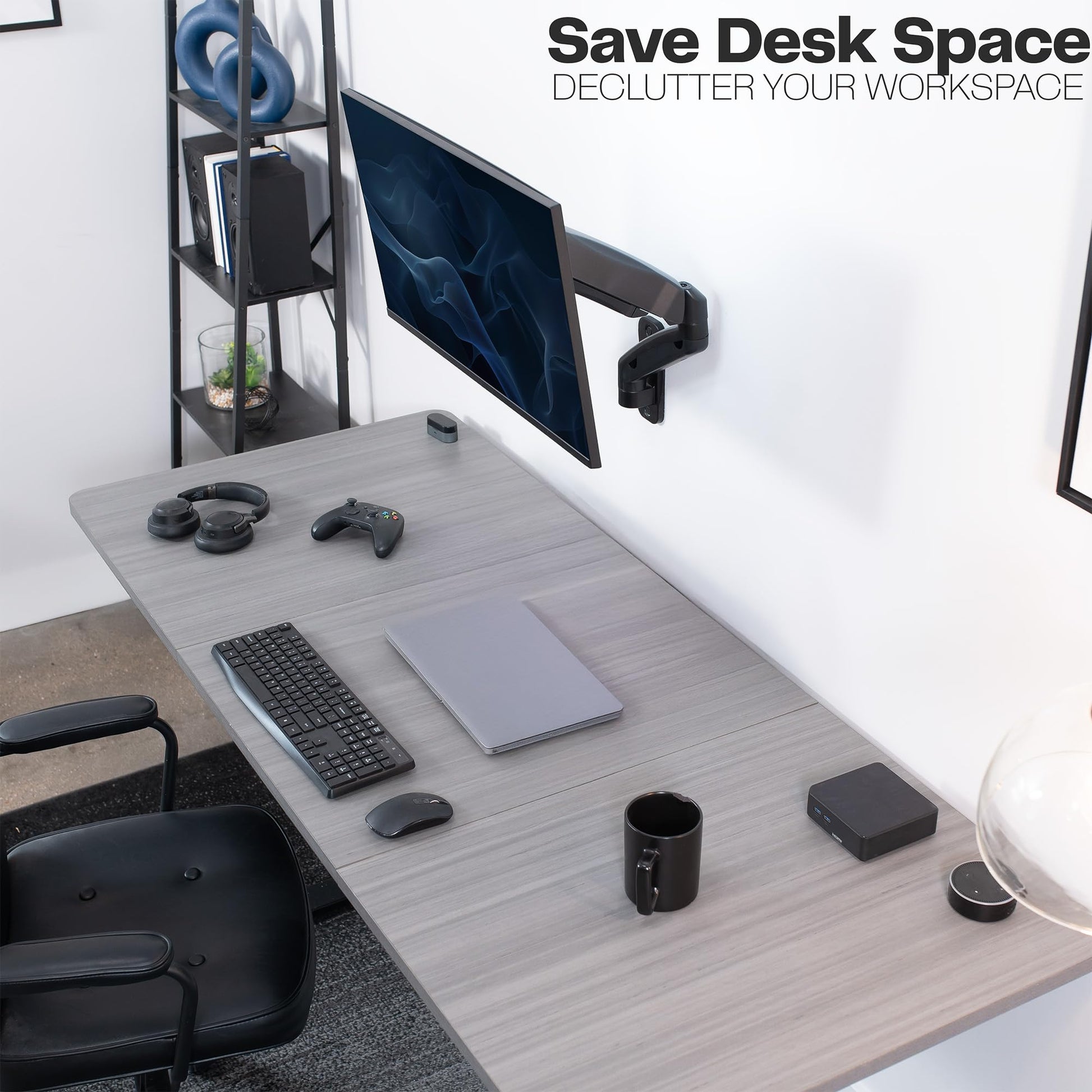 Soporte de Pared Vivo Negro con Brazo Extendido Ajustable para Monitor de 17 a 32 Pulgadas