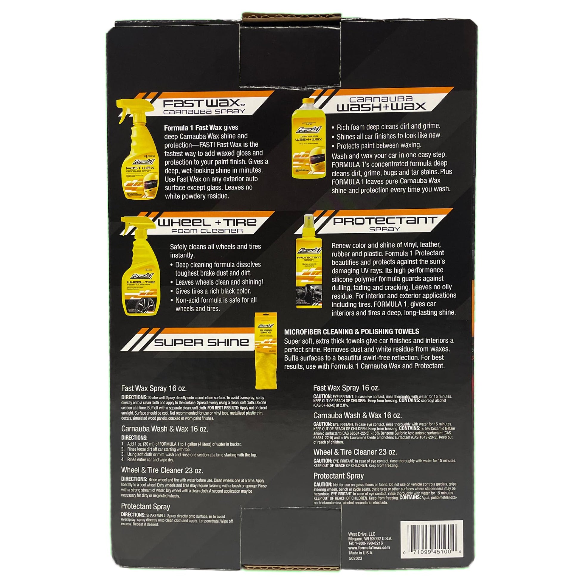 Formula 1, Kit Completo Cuidado del Auto, Limpieza Exterior e Interior, 645100, 5 Piezas