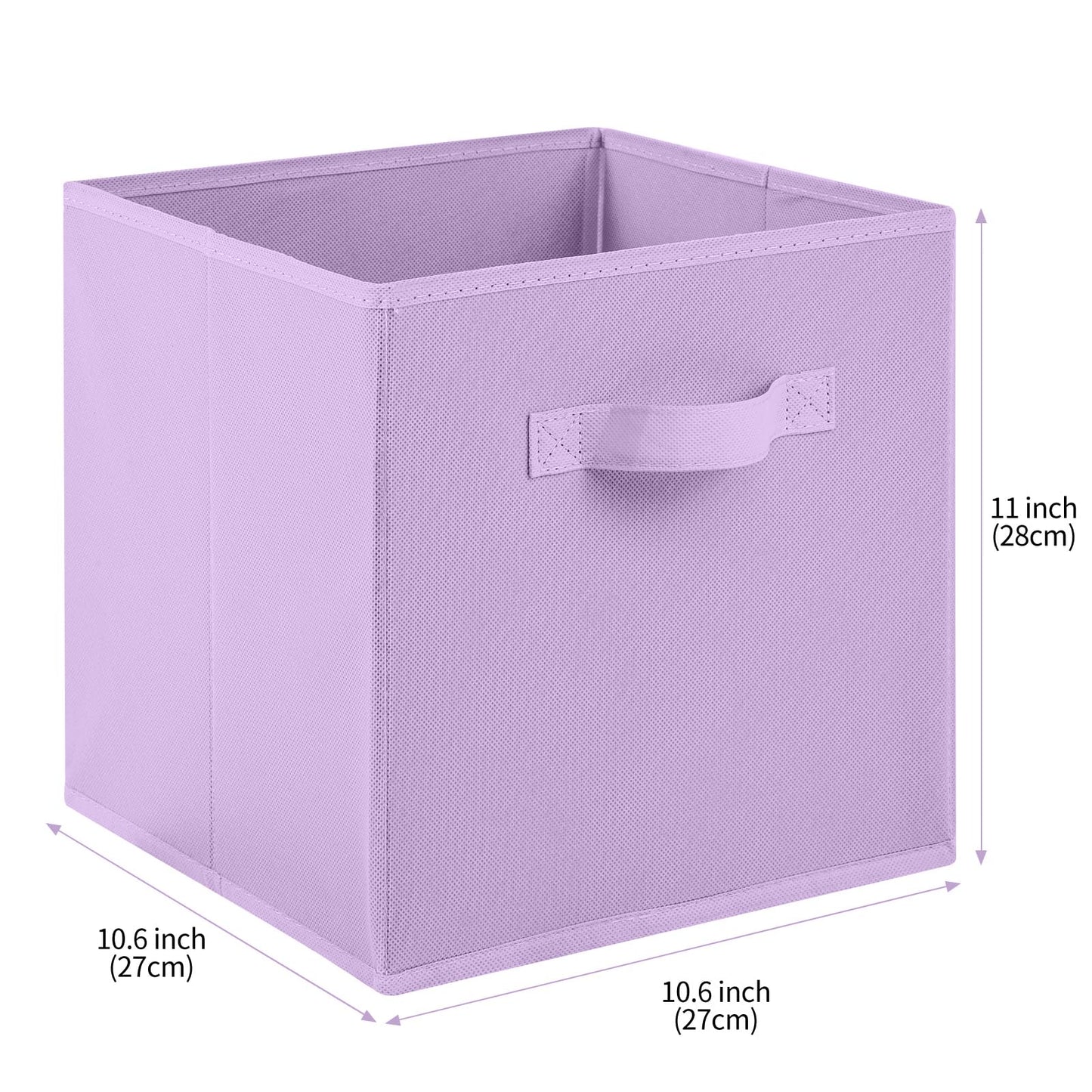 Cubos de tela para almacenamiento, paquete de 6, cubos de almacenamiento duraderos de colores divertidos con asas, cestas plegables para el hogar, morado, rosa, peachpuff