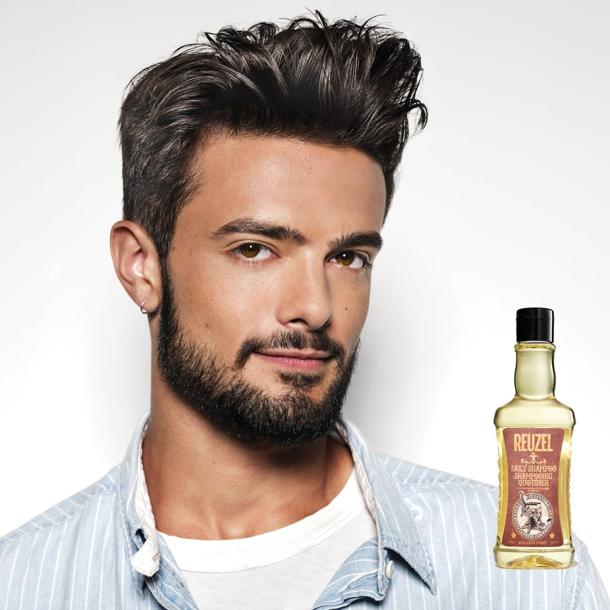 Reuzel shampoo de uso diario - Limpia el cabello y el cuero cabelludo- Ideal para todo tipo de cabello de uso frecuente - Limpia y desengrasa sin resecar - Formulado con mezcla de tónicos T4 - 350 ml