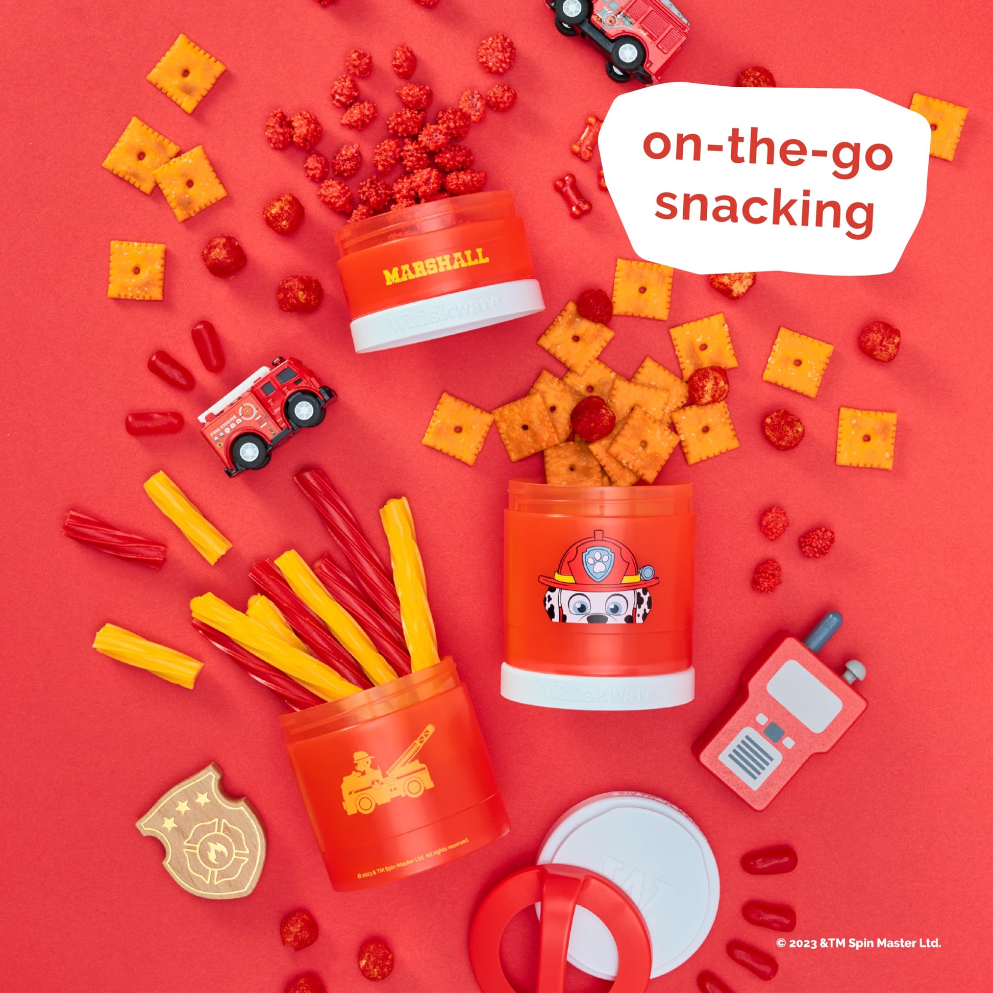 Whiskware Paw Patrol - Recipientes apilables para bebés, niños y niños, 3 tazas apilables para aperitivos para la escuela y los viajes, apto para fórmulas, apto para portavasos