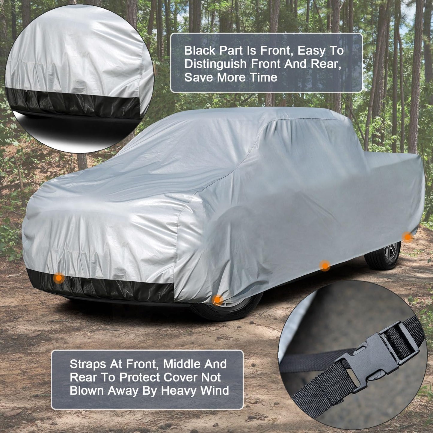 kayme - Funda de 6 Capas para camioneta, Impermeable, para Todos los climas, Resistente, para Exterior, protección contra Lluvia, Sol, Rayos UV, Ajuste Universal (hasta 6.09 m de Largo), XL+
