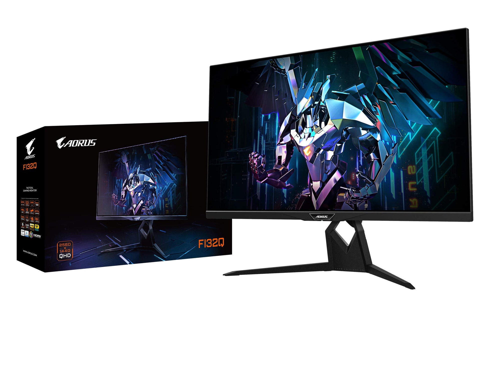 AORUS FI32Q 32" 165Hz 1440p HBR3, NVIDIA G-SYNC Compatible, Exclusive Built-in ANC, KVM, 2560x1440 Display, 1ms Response Time, HDR, 94% DCI-P3, 1x DisplayPort 1.4, 2x HDMI 2.0, 2x USB 3.0, 1x USB C
