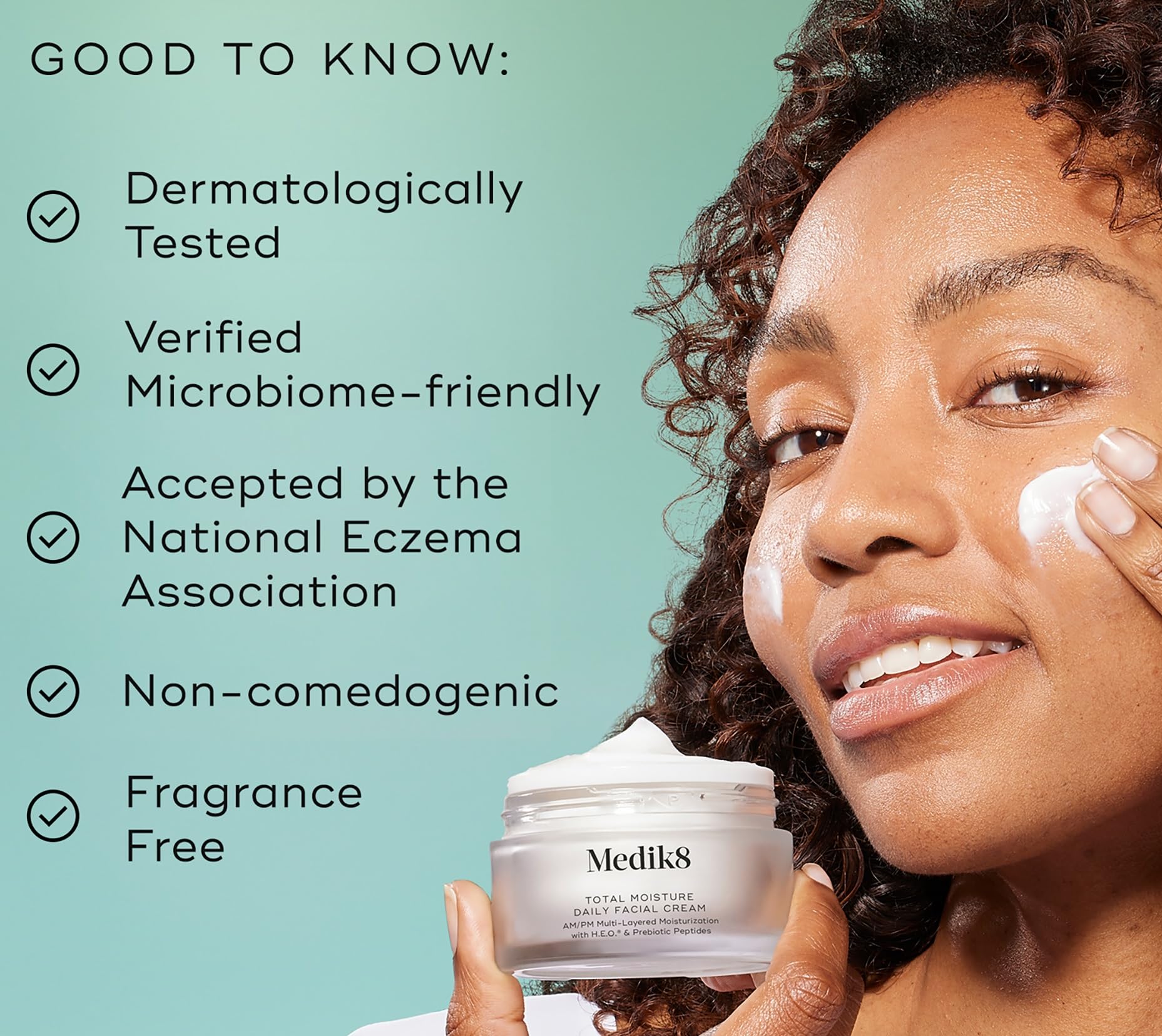Medik8- Crema facial diaria Total Moisture: humectante facial hidratante con péptidos y ácido hialurónico: rellena