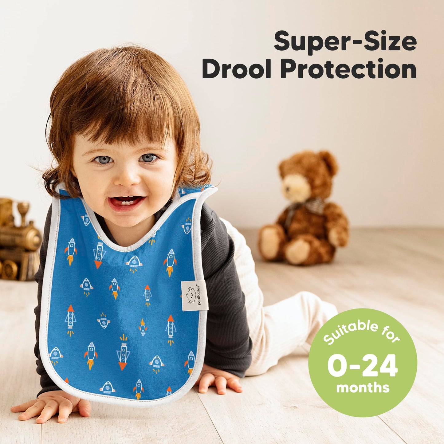 KeaBabies - Paquete de 8 baberos para bebés para niños y niñas, baberos sin botones para la dentición, bebé niña y niño pequeño, recién nacido, suave y absorbente, colores bonitos, cobertura grande
