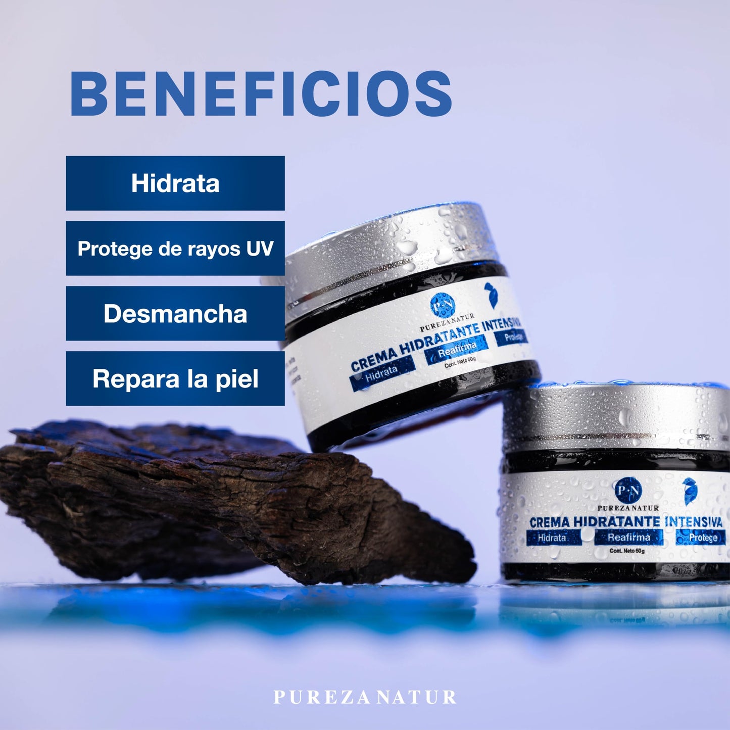 PUREZA NATUR Crema Hidratante intensiva para piel seca y mixta | Cremas faciales Hidratantes, rejuvenece, antiedad, protege la piel e hidrata 50g