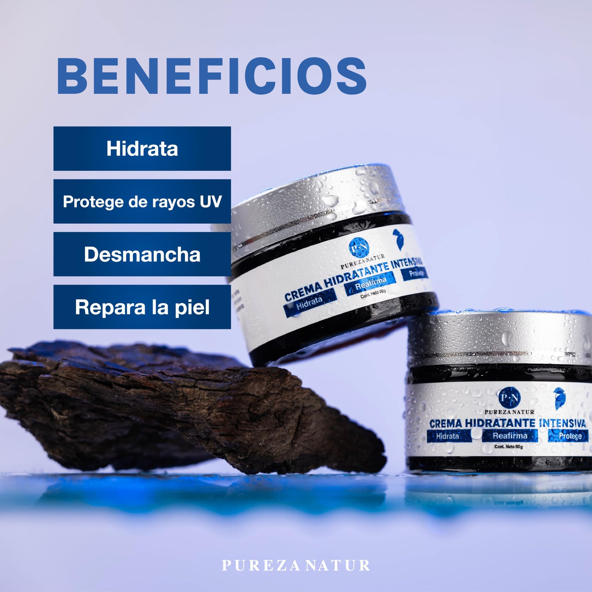 PUREZA NATUR Crema Hidratante intensiva para piel seca y mixta | Cremas faciales Hidratantes, rejuvenece, antiedad, protege la piel e hidrata 50g