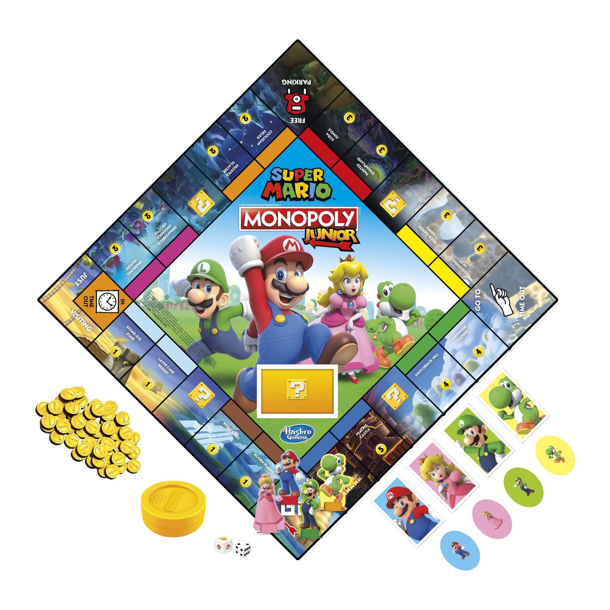 Hasbro Gaming Monopoly Junior: Super Mario Juego de Mesa con 1 Tablero, 2 Dados, Accesorios e instructivo para 2 a 4 Jugadores a Partir de los 5 años