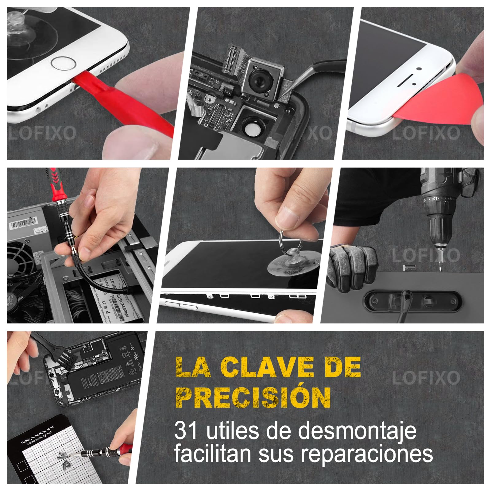 LOFIXO Juego de Destornilladores,Kit desarmadores pequeños 133pc,Desarmador torx triwing Plano Cruz Estrella Gamer multipuntas de Precision para Nintendo Switch celulares Laptop