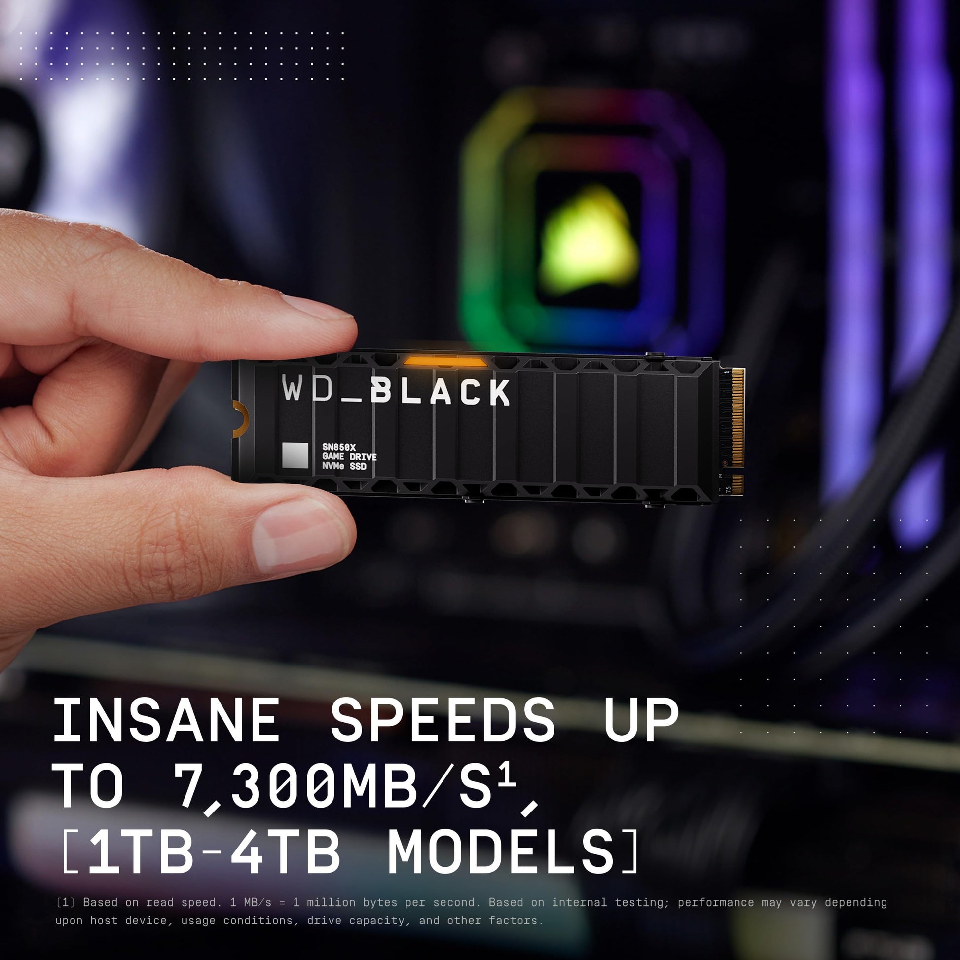 WD_BLACK 1TB SN850X NVMe Unidad Interna de Estado sólido SSD para Juegos con disipador de Calor - Funciona con PlayStation 5, Gen4 PCIe, M.2 2280, hasta 7.300 MB/s - WDS100T2XHE