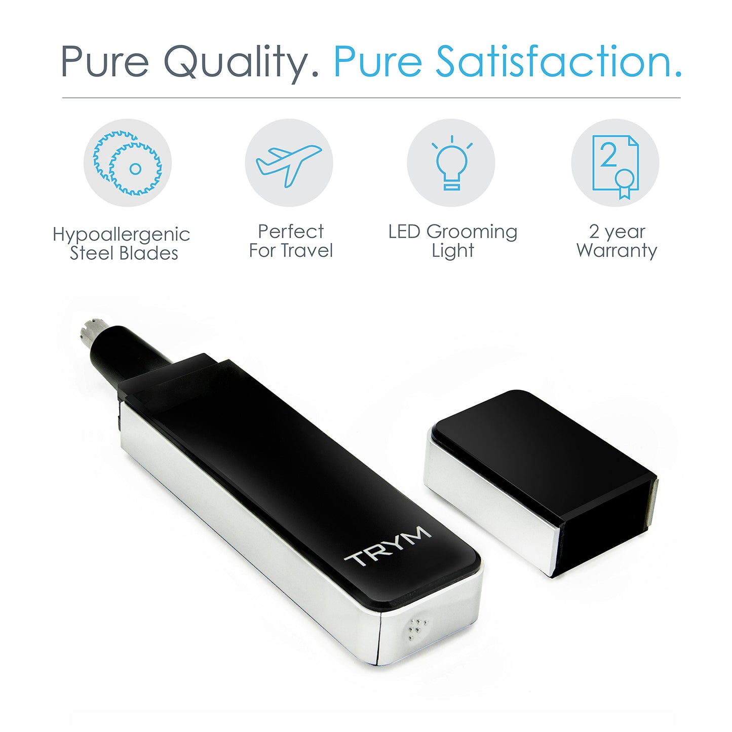 TRYM Nose Hair Trimmer with LED Grooming Light for Precision Trimming - Sleek and Premium Design Ideal for Trimming Your Nose, Ears, and Eyebrows