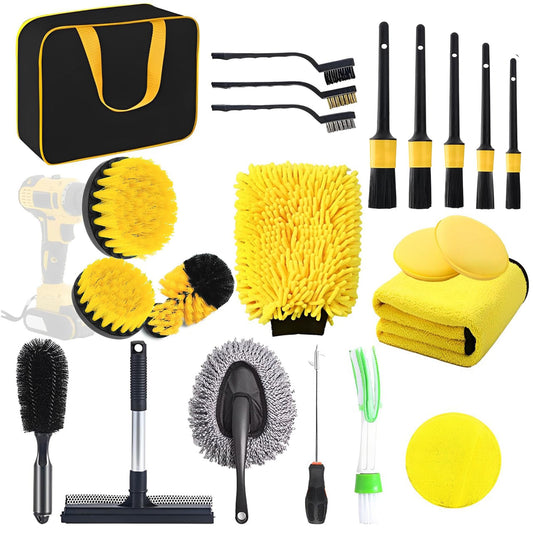 Juego de Cepillos RONLADO Negro para Limpieza de Coches y Detallado para Hombre